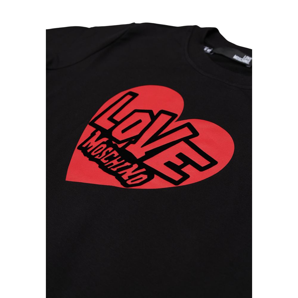 Love Moschino Logo-Print Cotton-Modal Sweatshirt — Black, view 3
