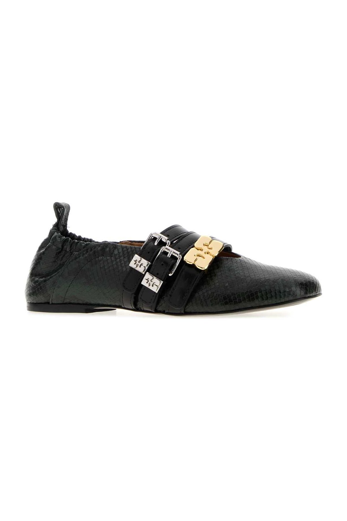 Ganni Sue Triple Ballet Flat — Black, view 2