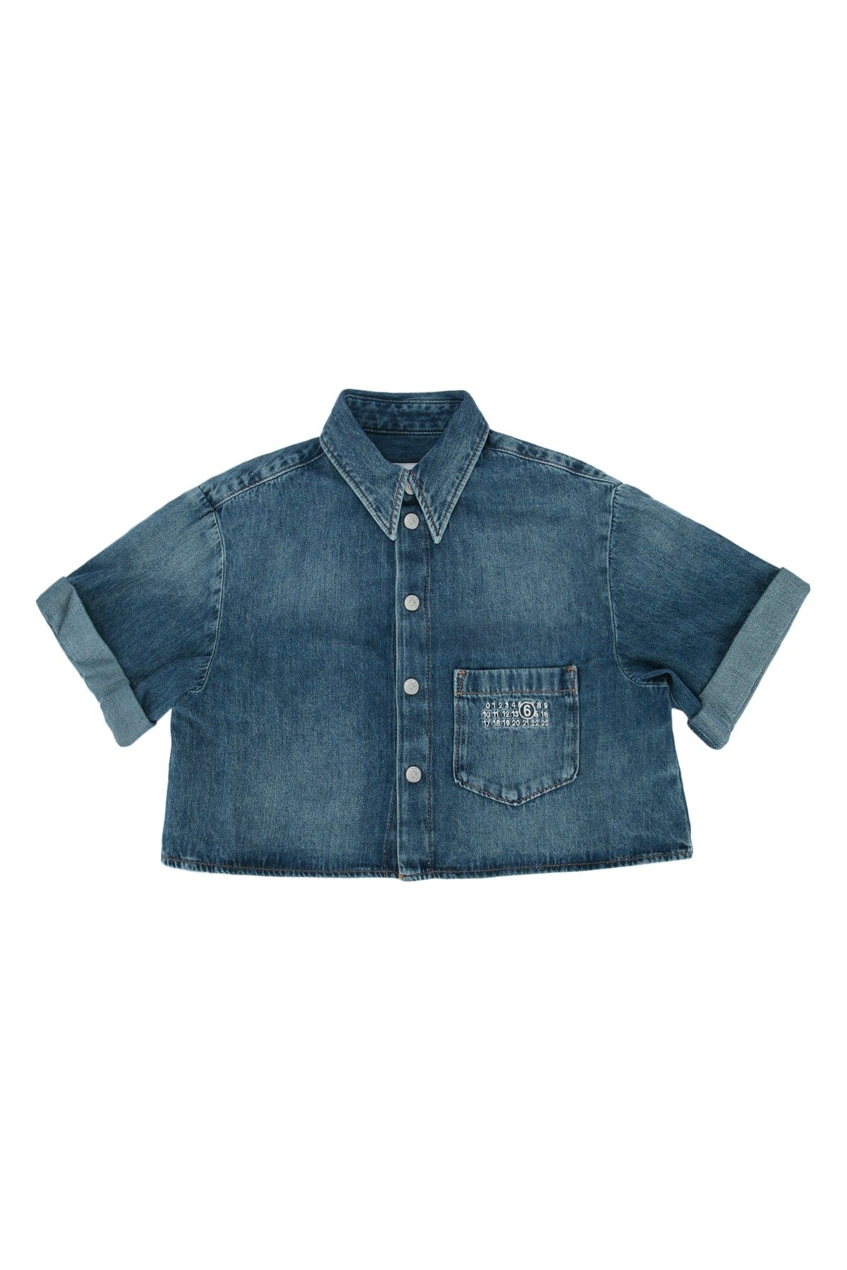 Mm6 Kids Cotton Denim Shirt — Blue by Mm6 Kids
