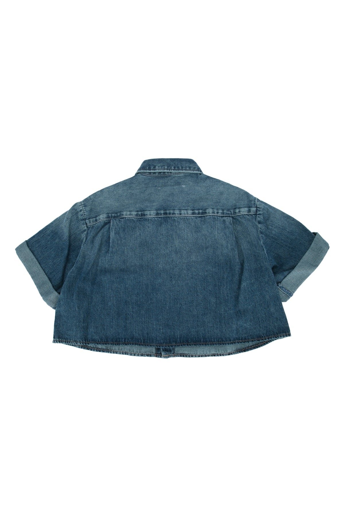 Mm6 Kids Cotton Denim Shirt — Blue, view 2