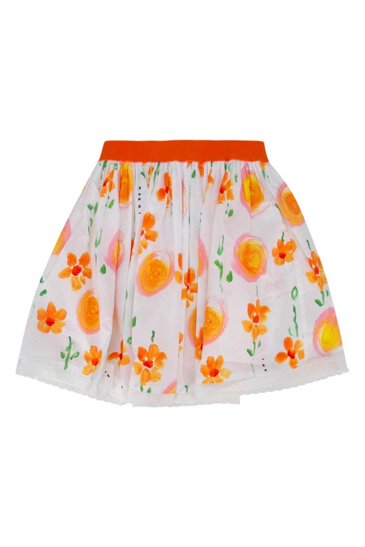 Marni Kids Floral Cotton Skirt — Orange by Marni Kids