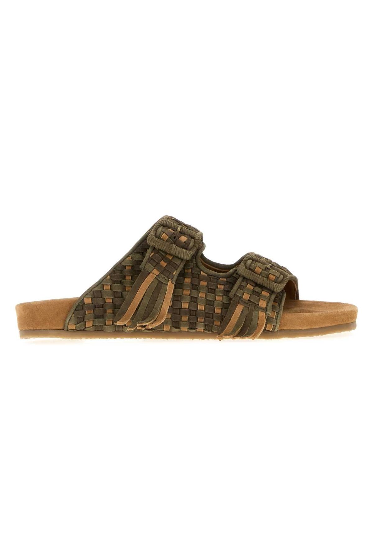 Baziszt Woven Suede Mule — Green by Baziszt