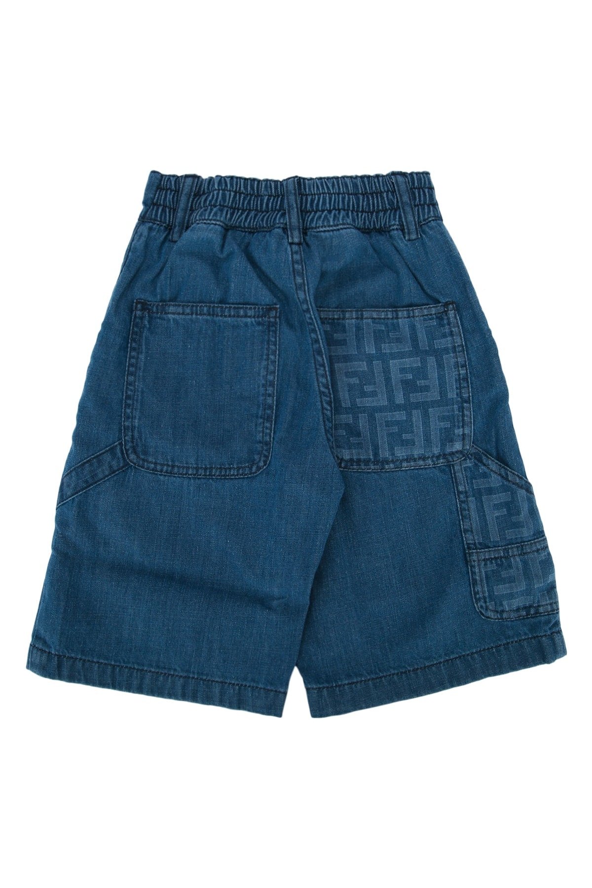 Fendi Kids Denim Bermuda Shorts — Blue, view 2