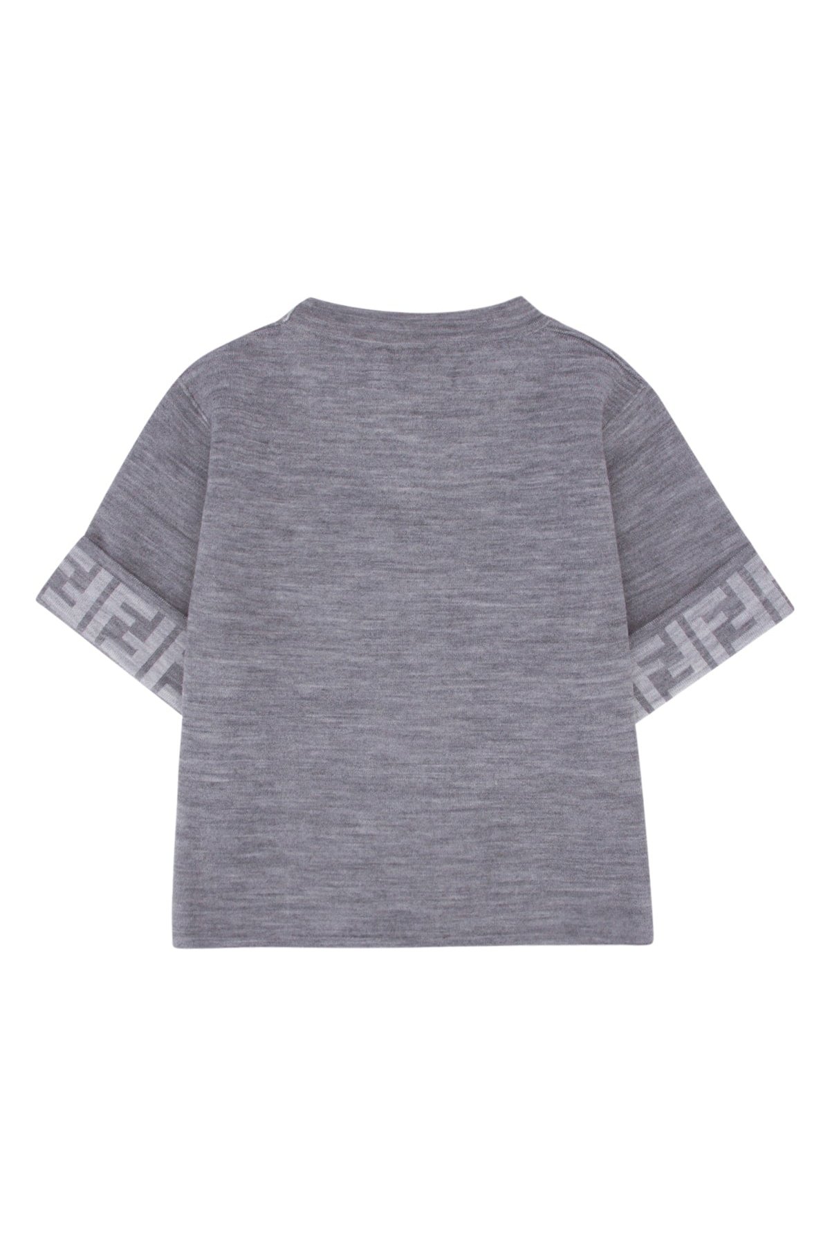 Fendi Kids Logo-Embroidered Sweater — Gray, view 2