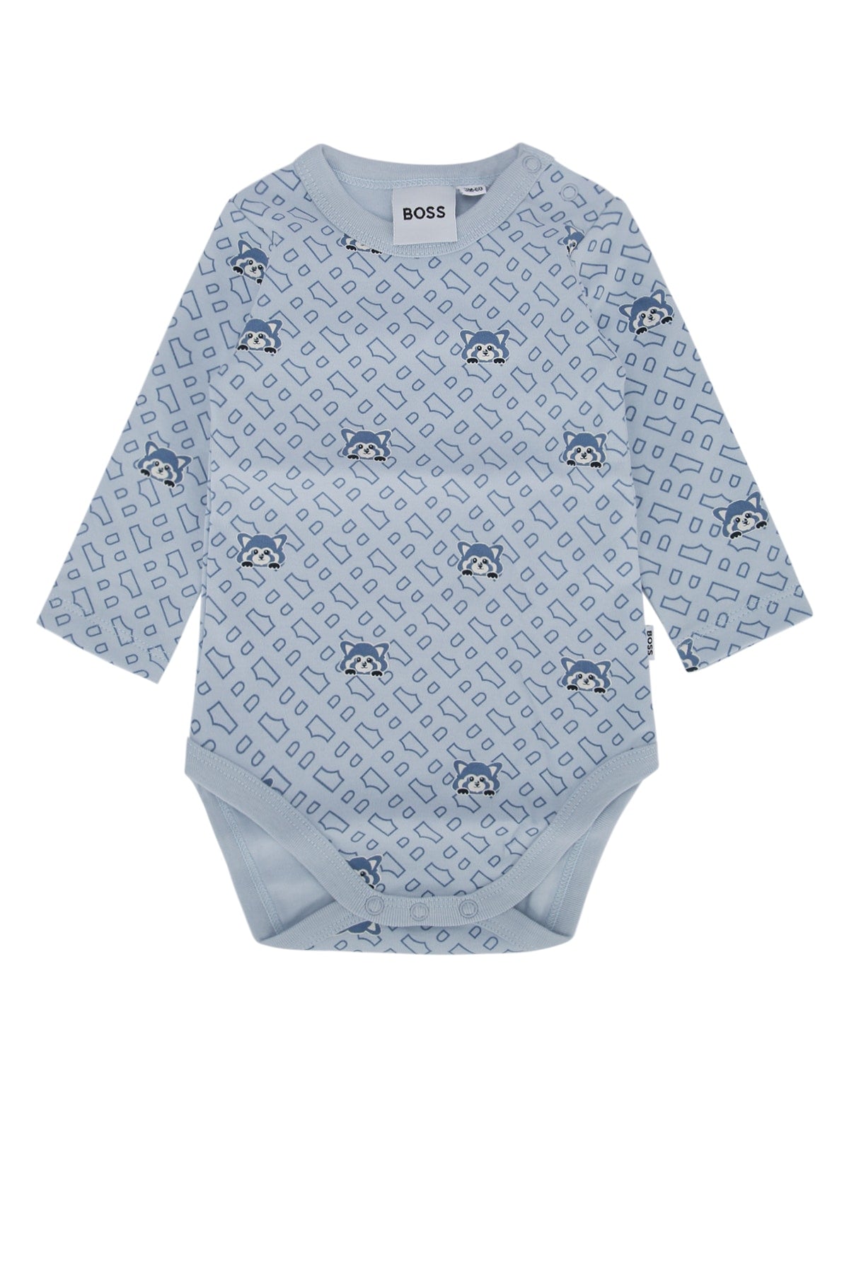 Boss Kids All-over Printed Cotton Bodysuit — Blue by Boss Kids