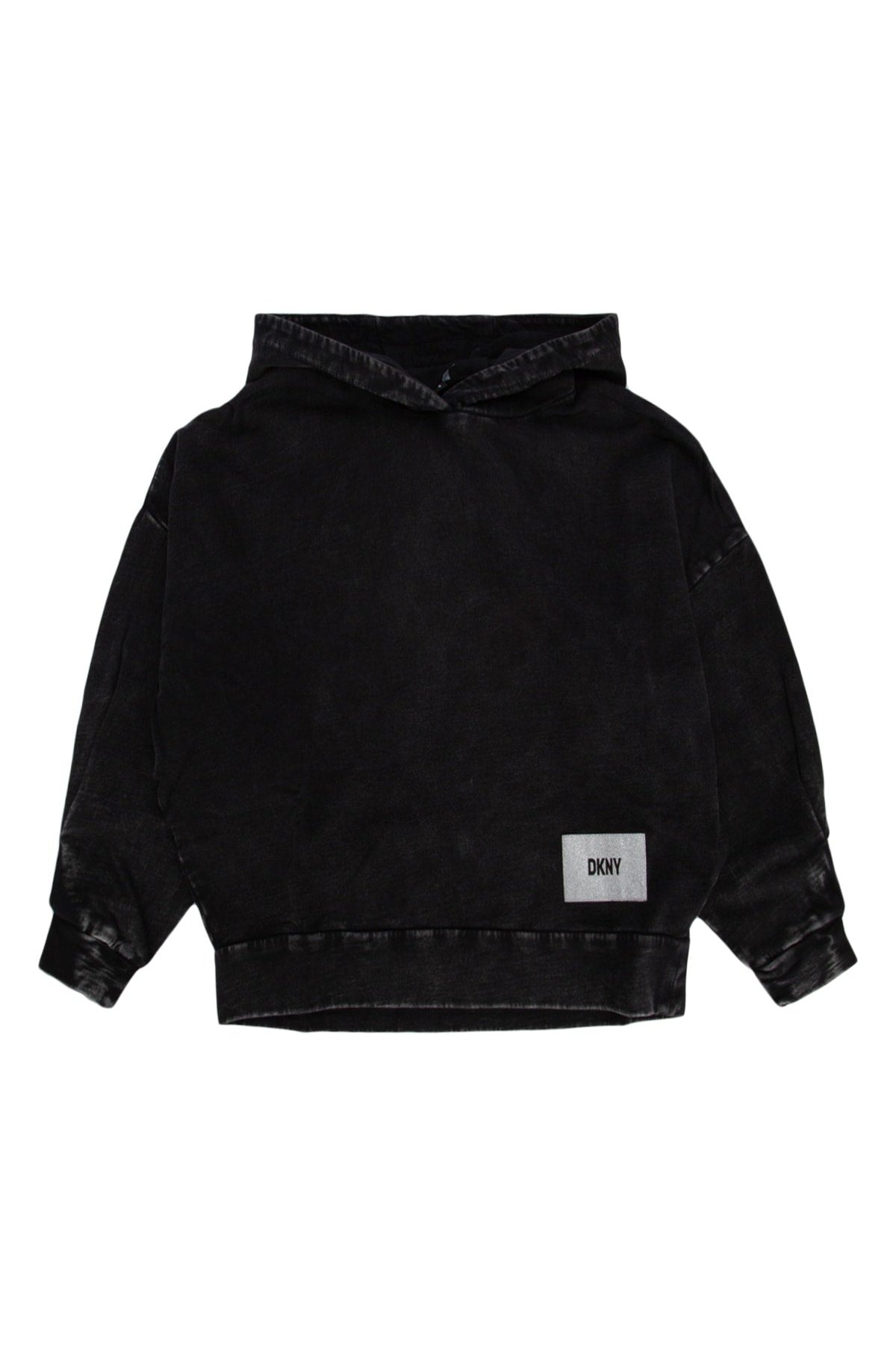 Dkny Junior Denim-Washed Cotton Hoodie — Black by Dkny Junior