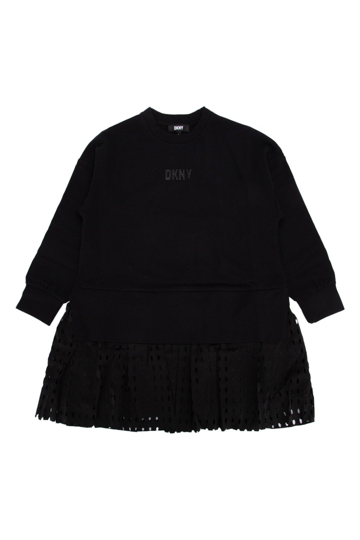 Dkny Junior Perforated Pleated Dress — Black by Dkny Junior