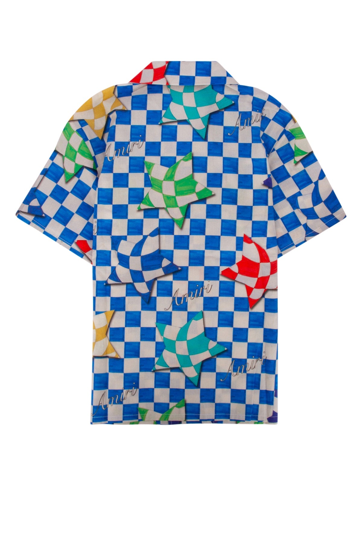 Amiri Kids Checkered Cotton Shirt — Blue, view 2