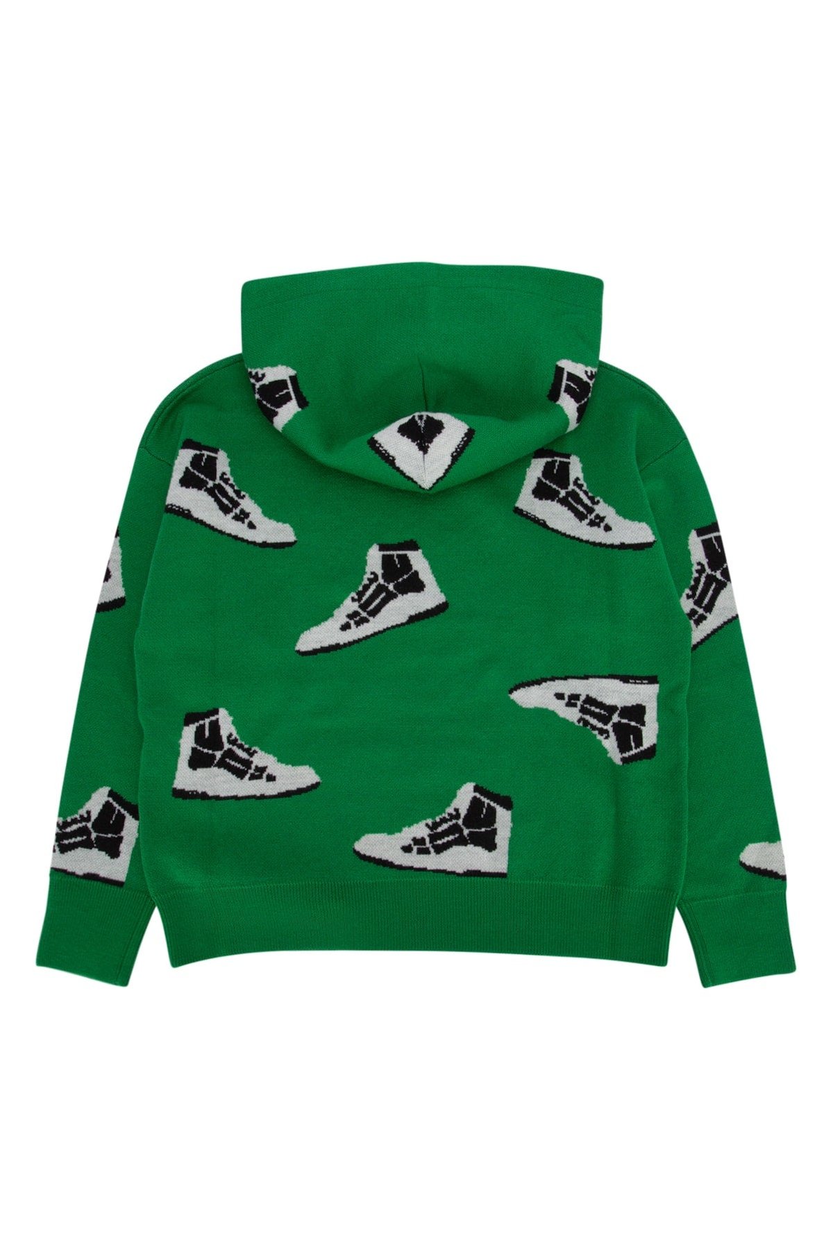 Amiri Kids Merino Wool Intarsia Cardigan — Green, view 2