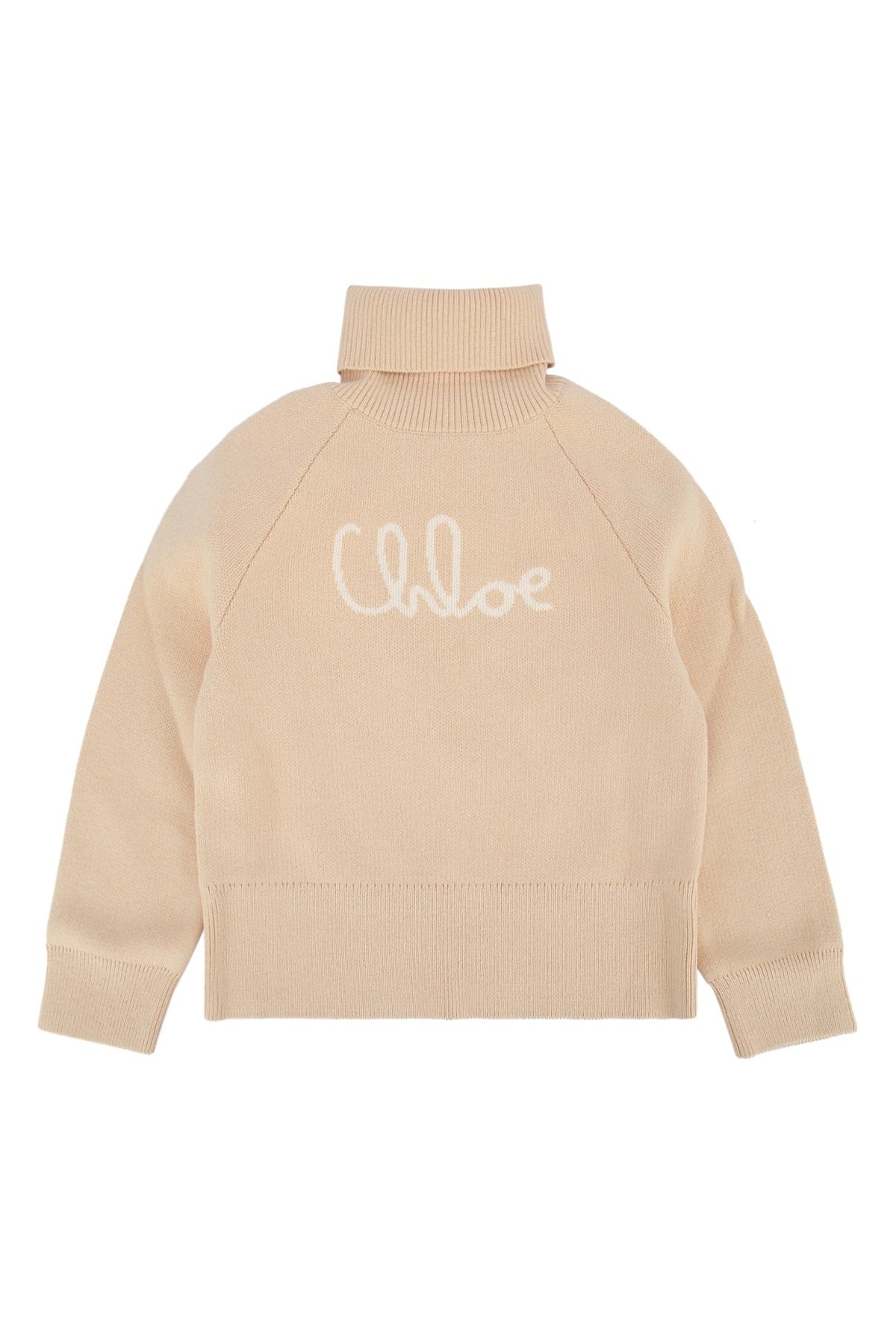 Chloe Kids Logo-Embroidered Wool Sweater — Beige by Chloe Kids