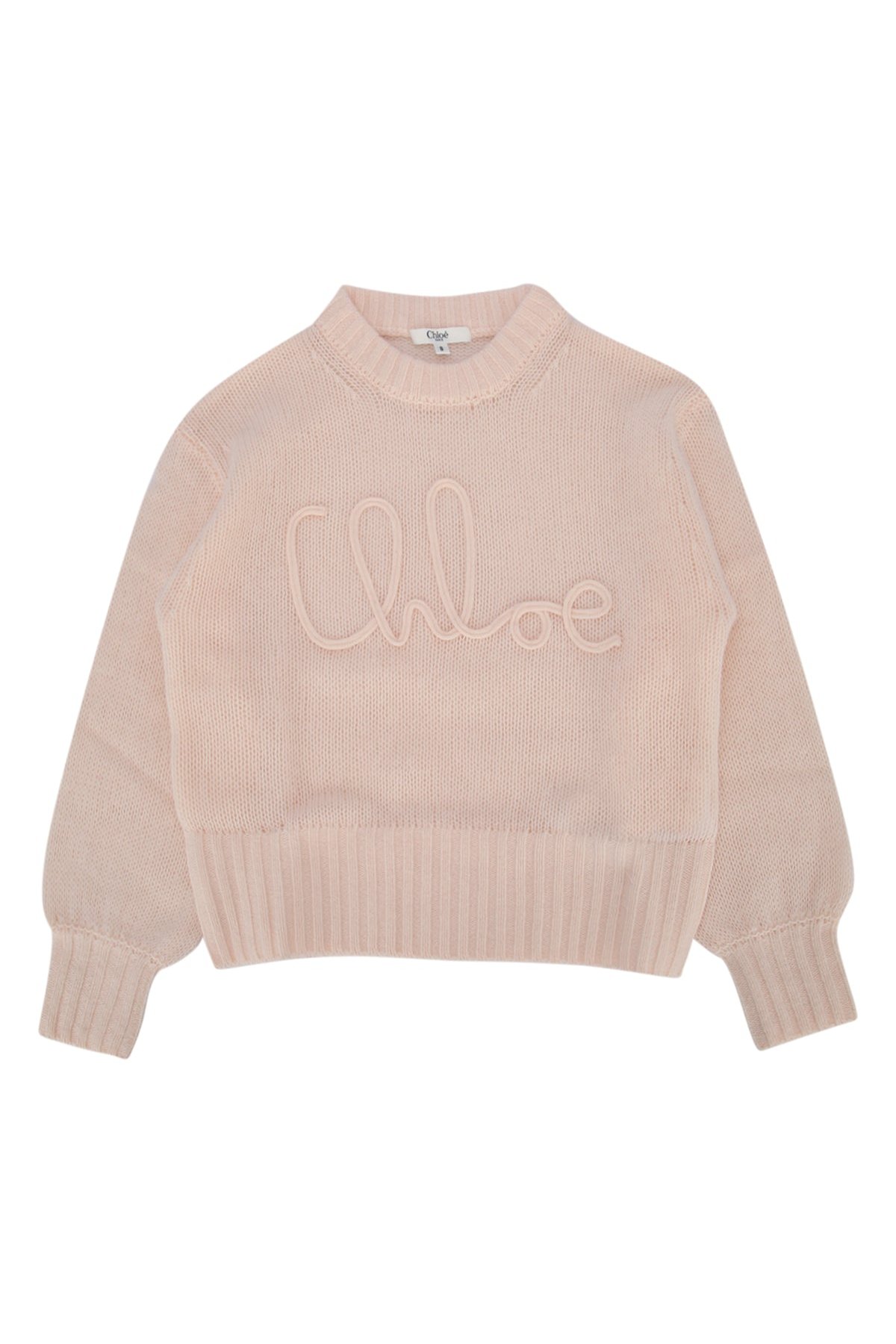 Chloe Kids Logo-Embroidered Knit Sweater — Pink by Chloe Kids