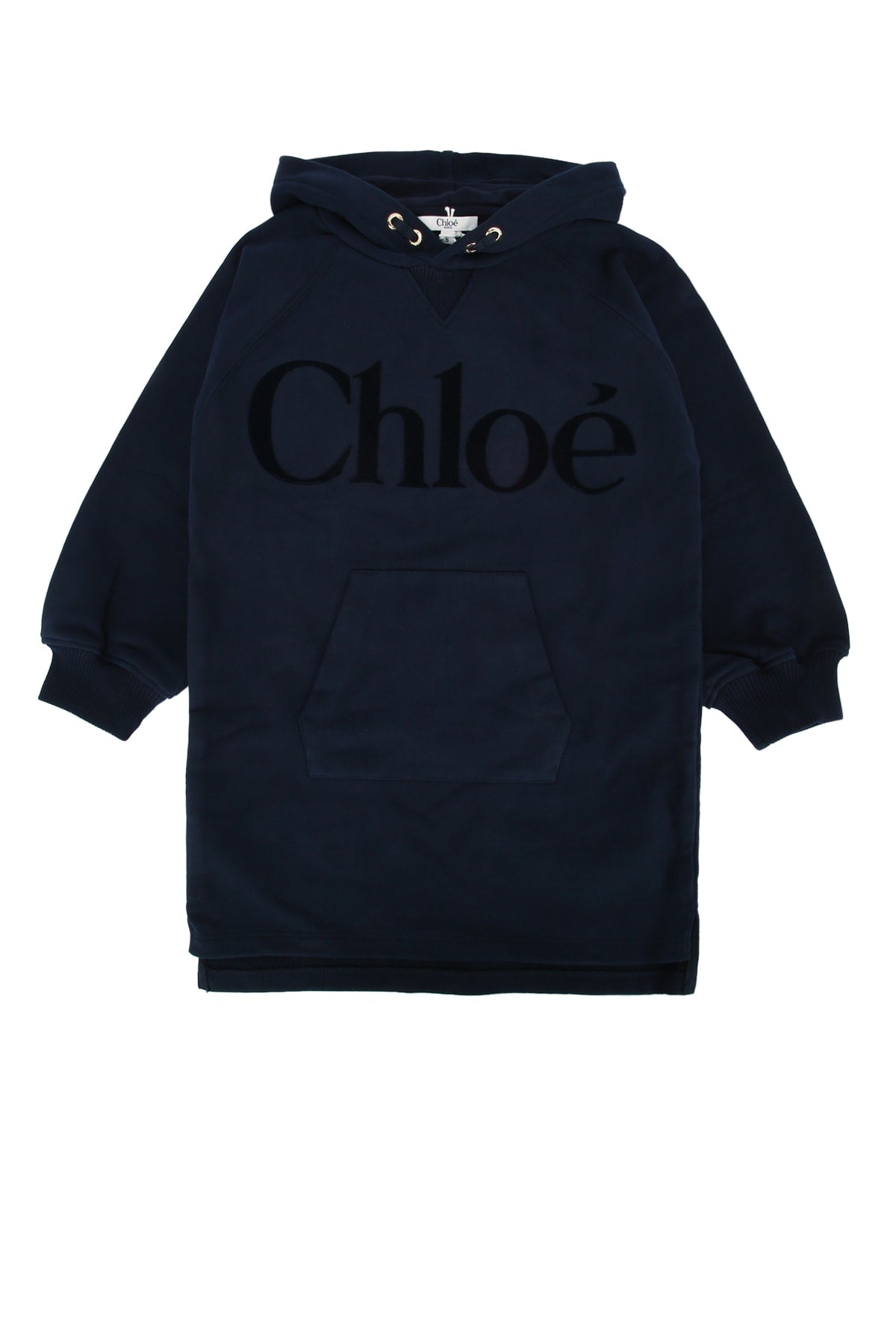Chloe Kids Logo-Embroidered Hoodie Dress — Navy by Chloe Kids