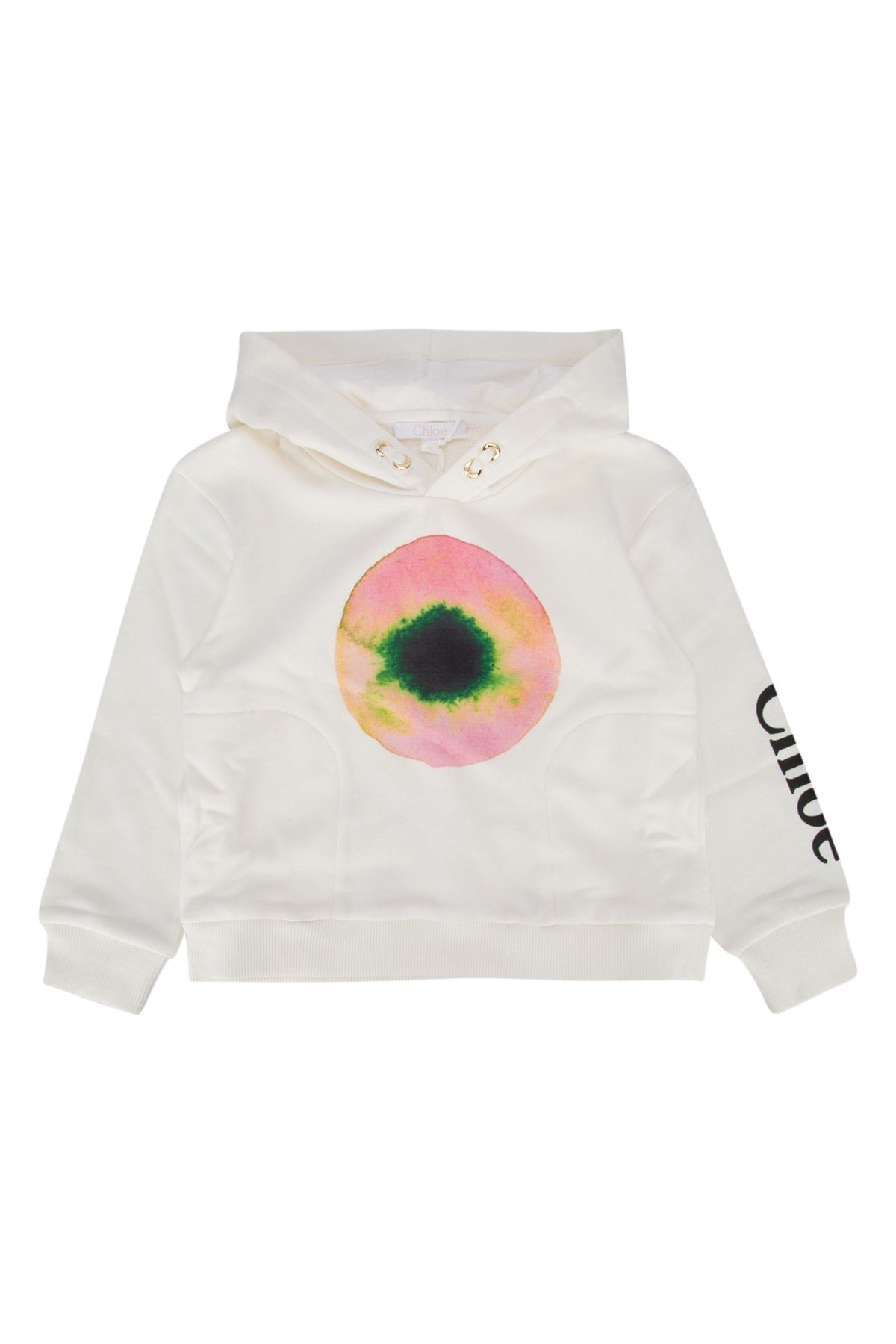 Chloe Kids Graphic Eye Print Cotton Sweatshirt — White by Chloe Kids