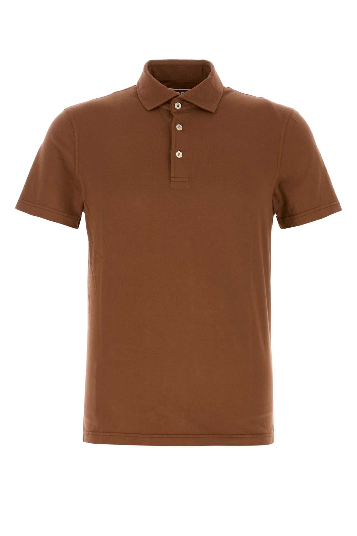 Fedeli Stretch Cotton Polo Shirt — Brown by Fedeli