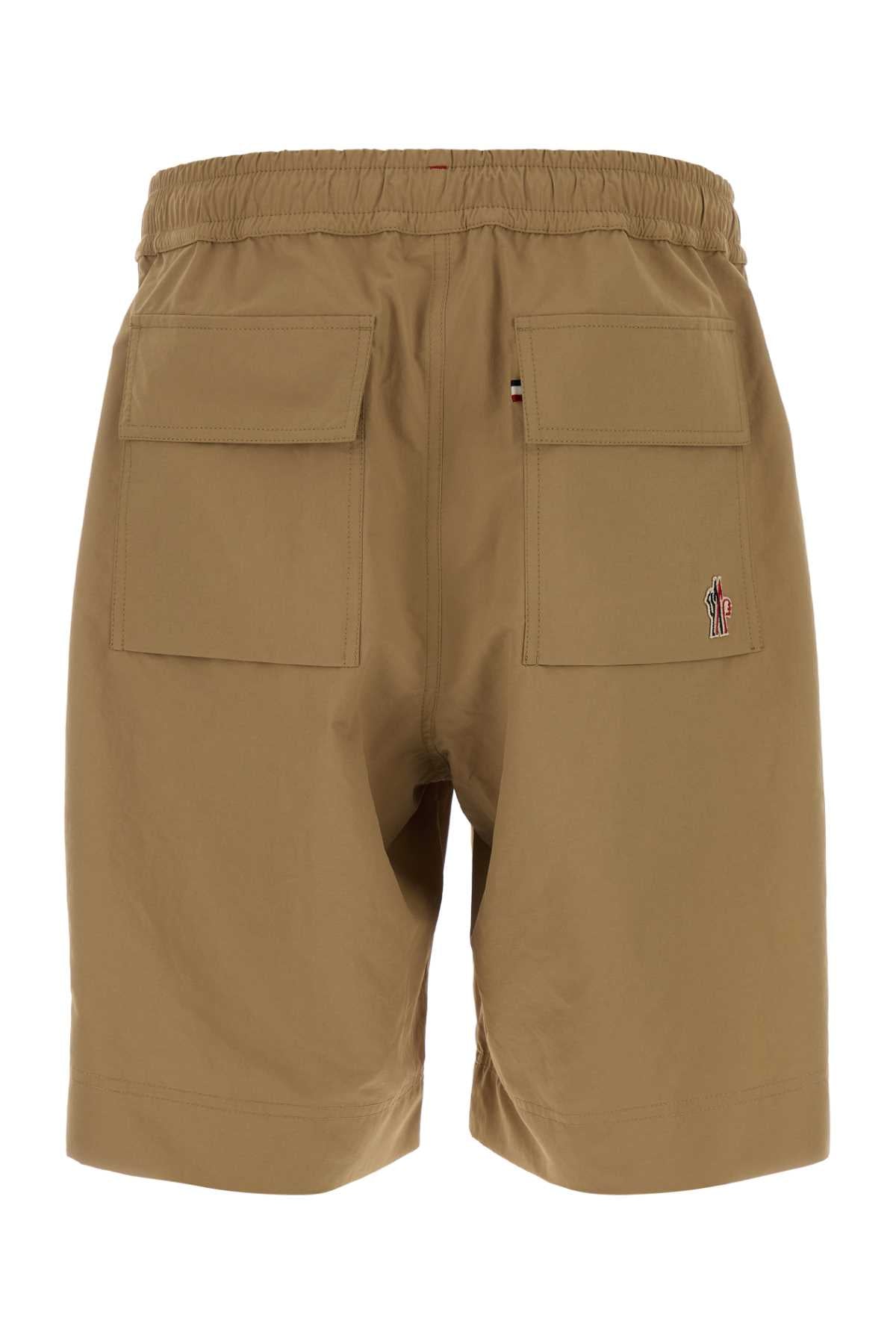 Moncler Grenoble Cargo-Pocket Polyester Bermuda Shorts — Beige, view 2