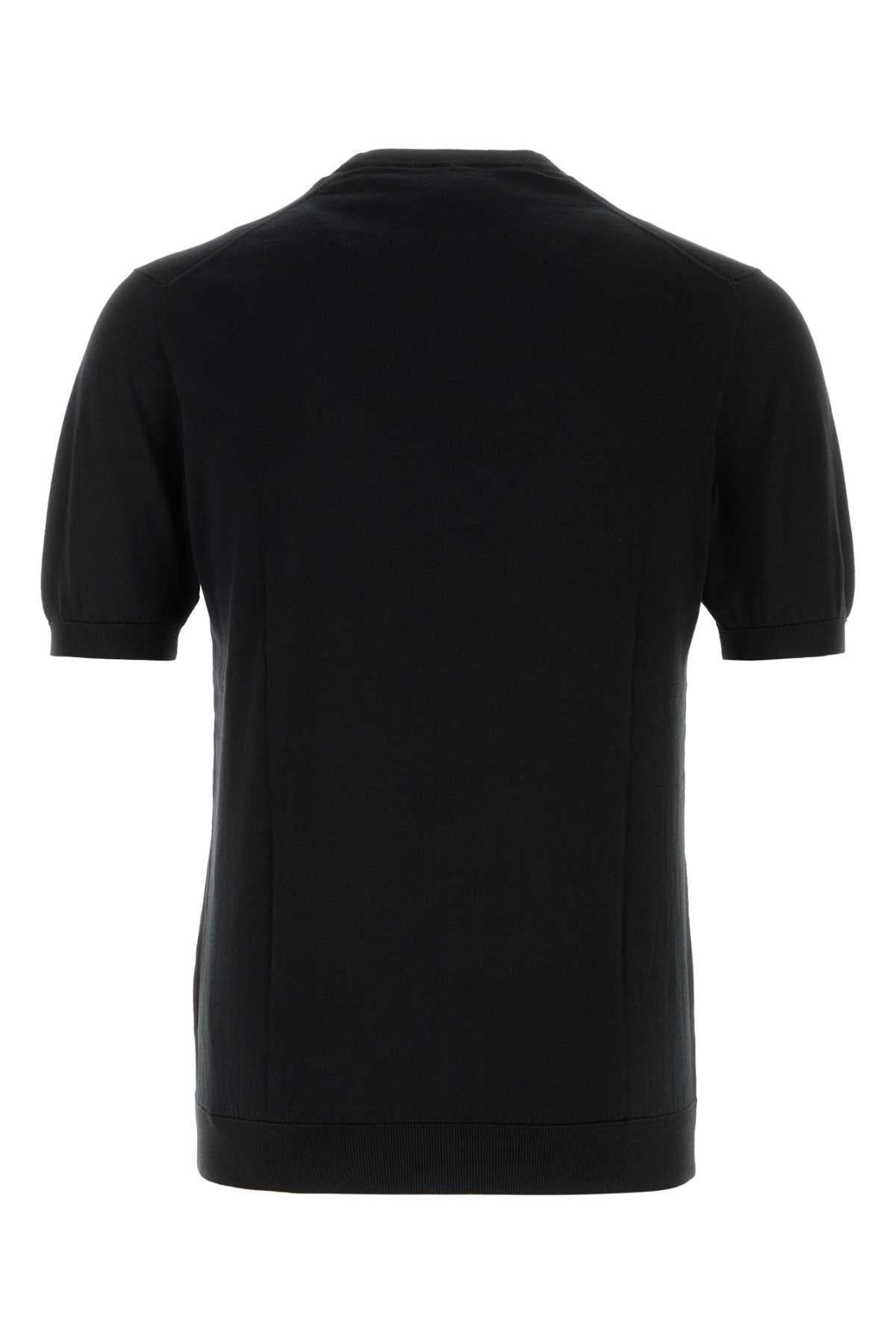 Fedeli 100% Cotton Sweater — Black, view 2