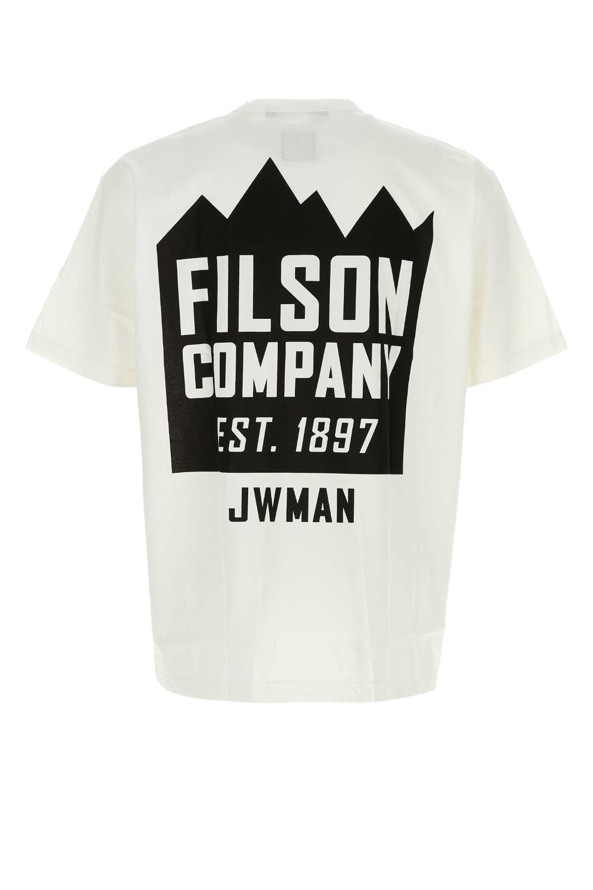 Junya Watanabe Logo-Embroidered Cotton T-Shirt — White, view 2