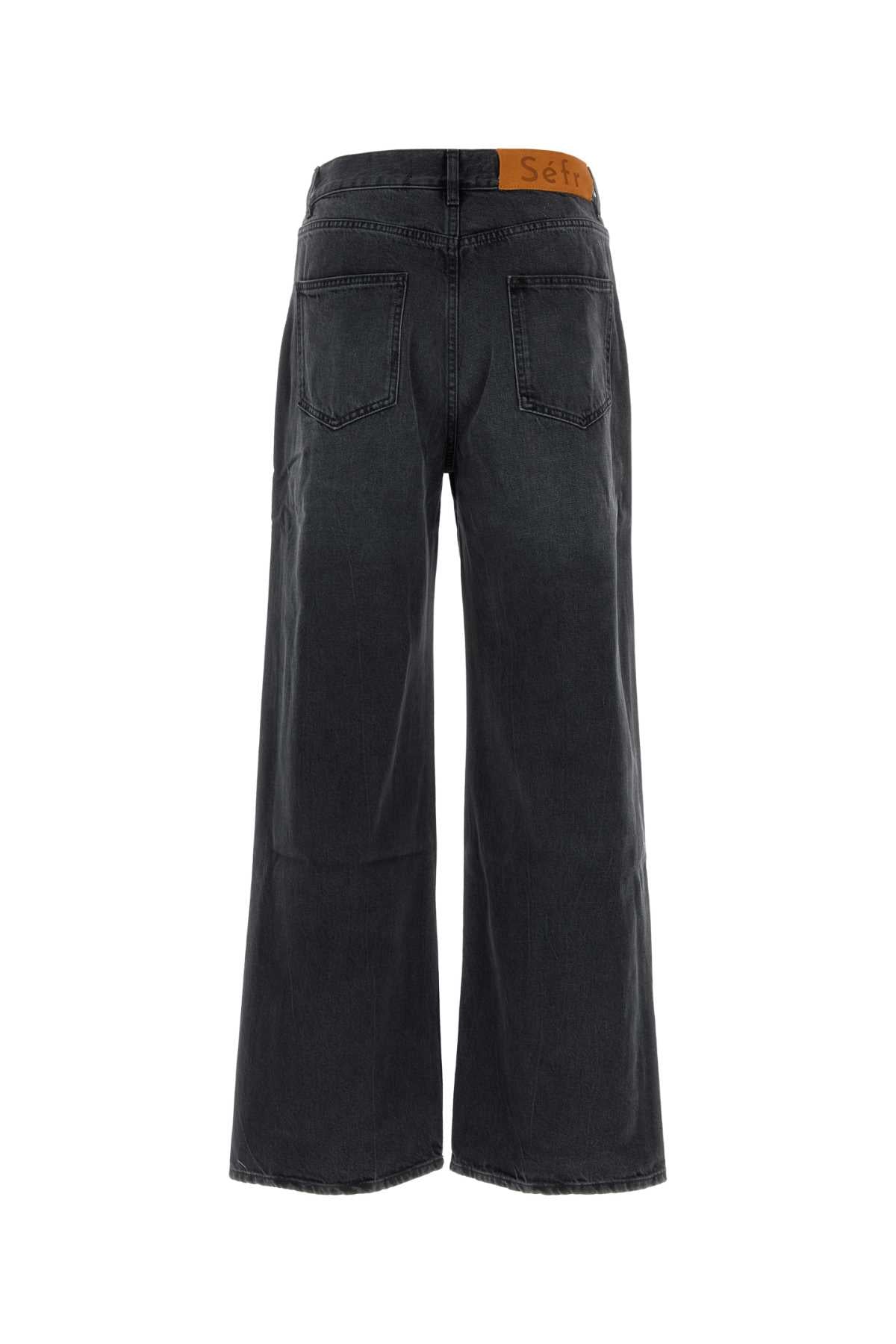 Sefr Black Denim Wide-Leg Jeans — Black, view 2