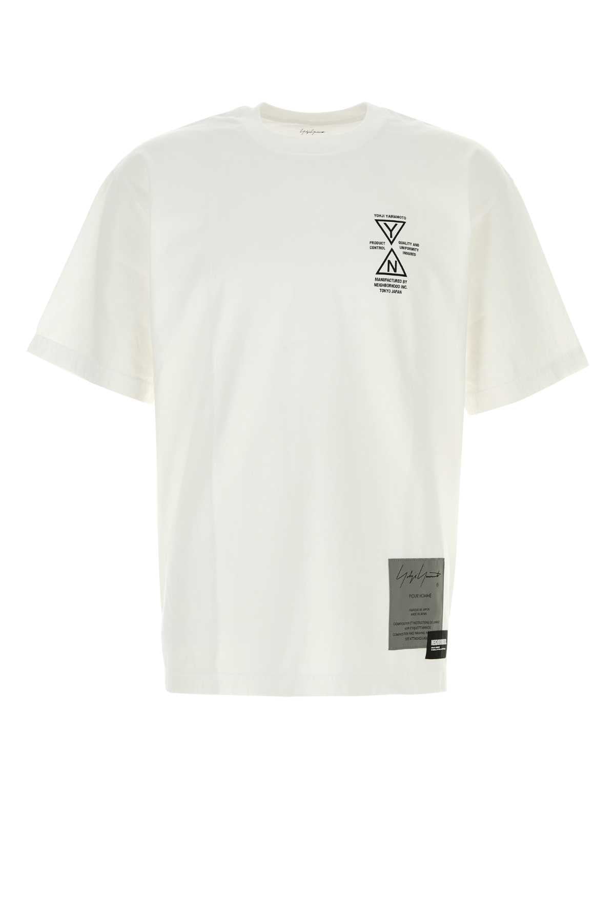 Yohji Yamamoto Logo-Embroidered Cotton T-Shirt — White by Yohji Yamamoto