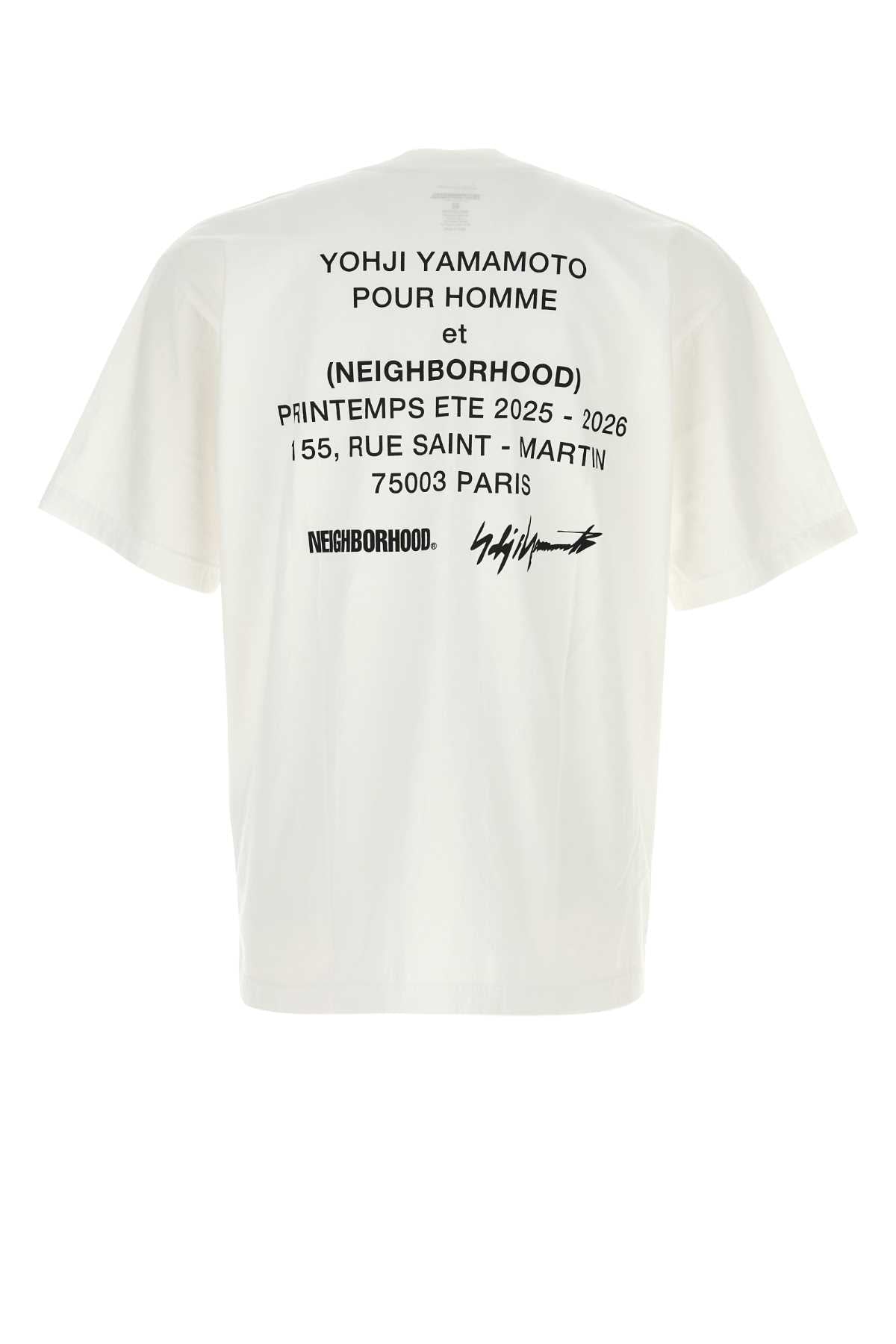 Yohji Yamamoto Logo-Embroidered Cotton T-Shirt — White, view 2