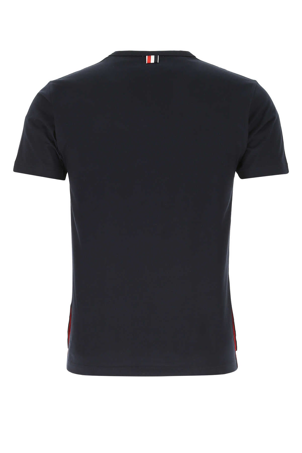 Thom Browne Striped-Trim Cotton T-Shirt — Navy, view 2