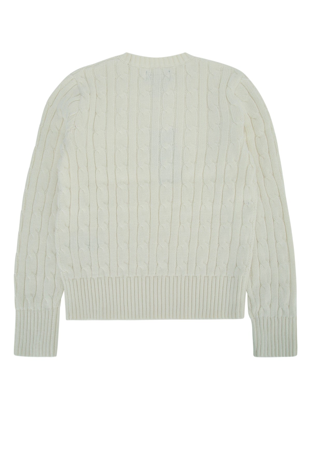 Polo Ralph Lauren Jr Cable-Knit Crewneck Sweater — White, view 2