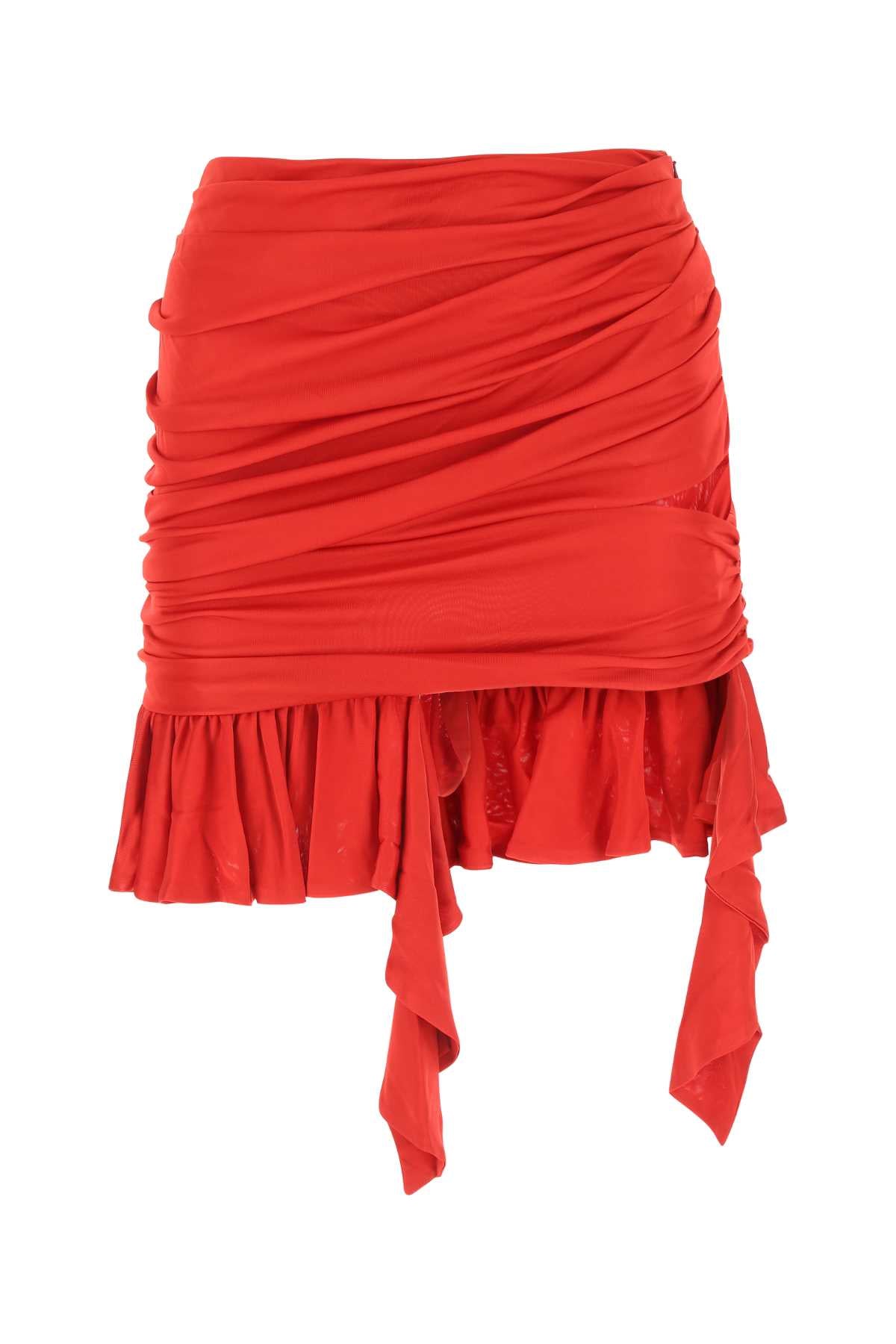 Andrea Adamo Ruffled Viscose Mini Skirt — Red by Andrea Adamo