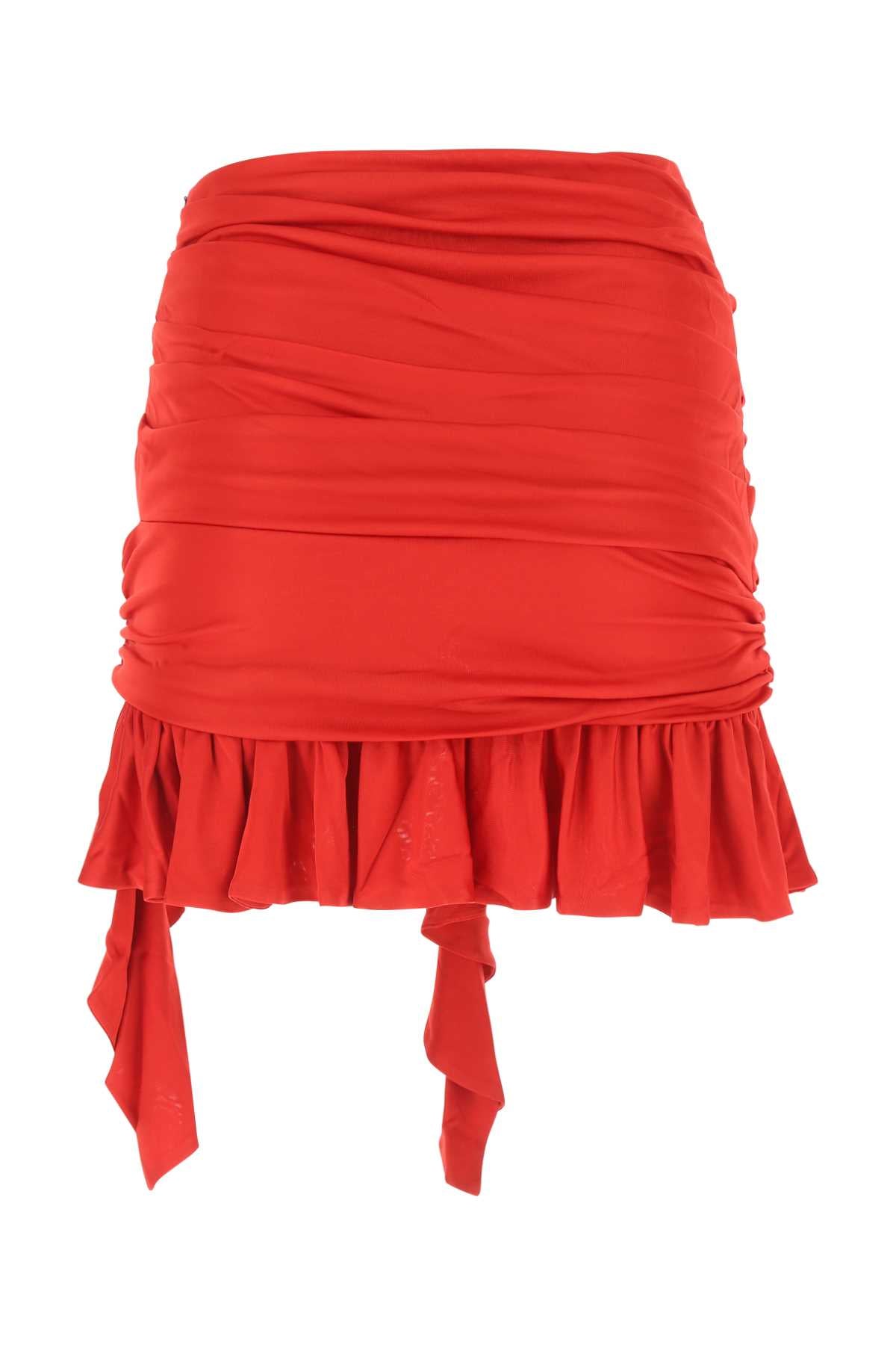 Andrea Adamo Ruffled Viscose Mini Skirt — Red, view 2