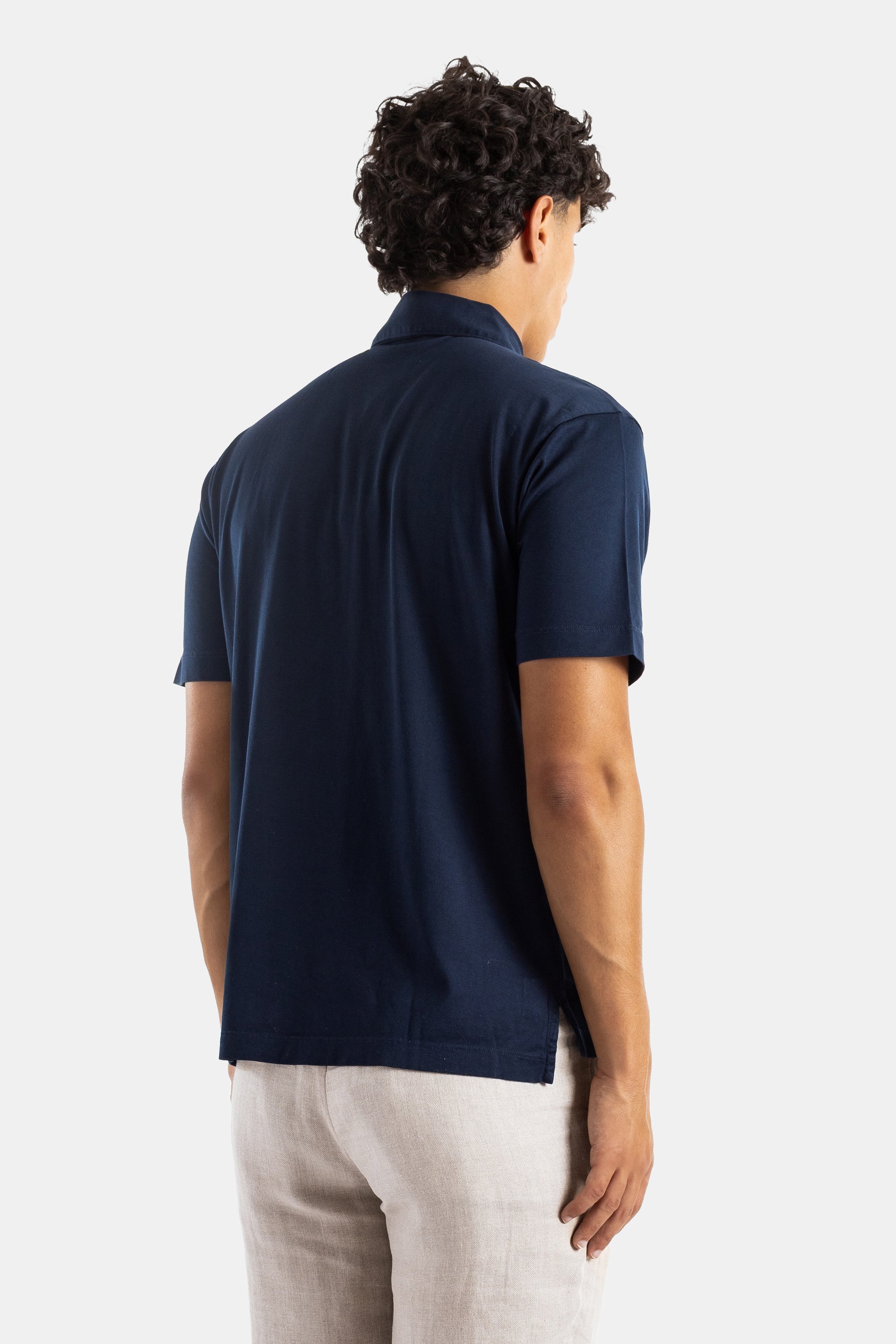Handvaerk Pima Cotton Polo Shirt — Navy, view 4