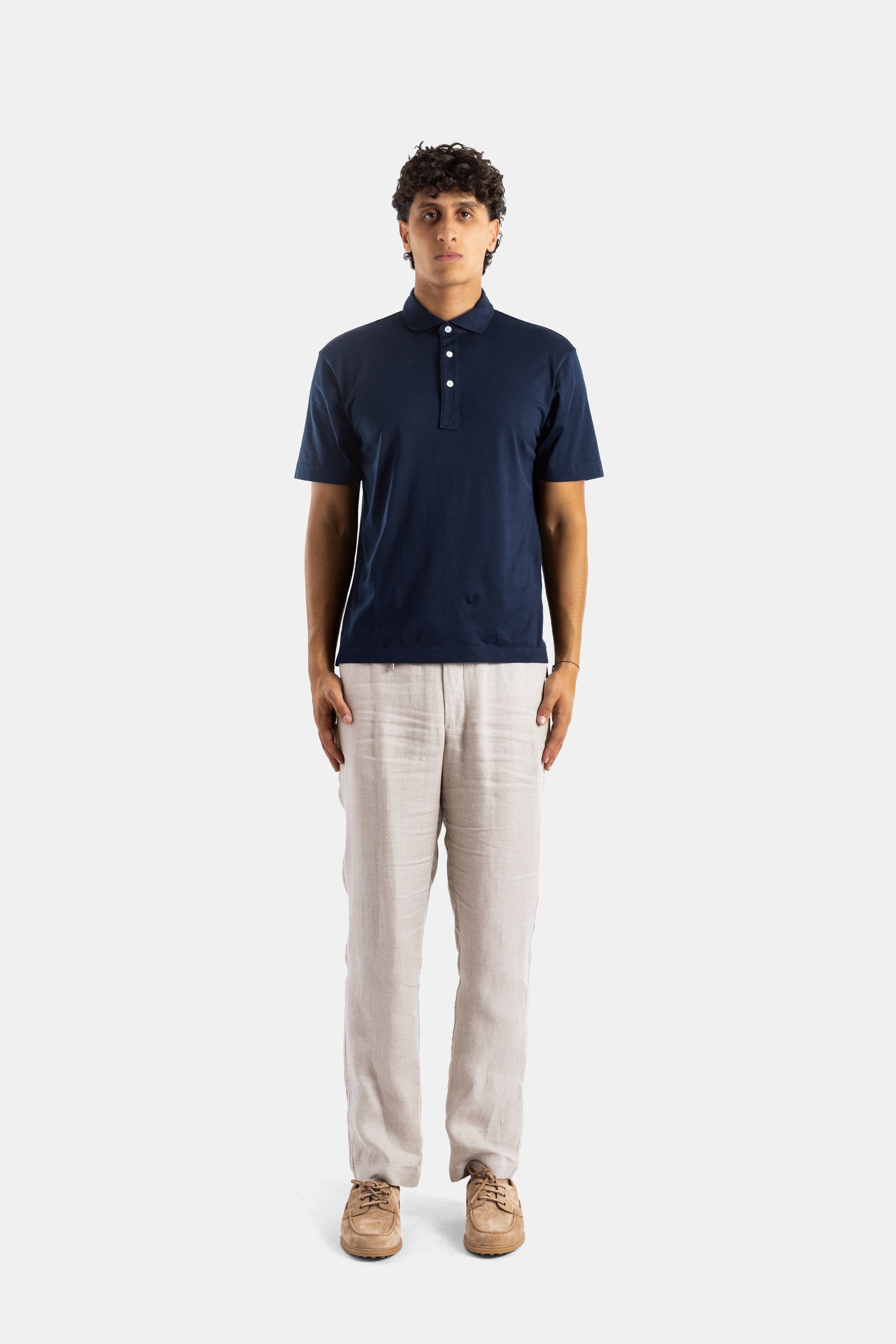 Handvaerk Pima Cotton Polo Shirt — Navy, view 5