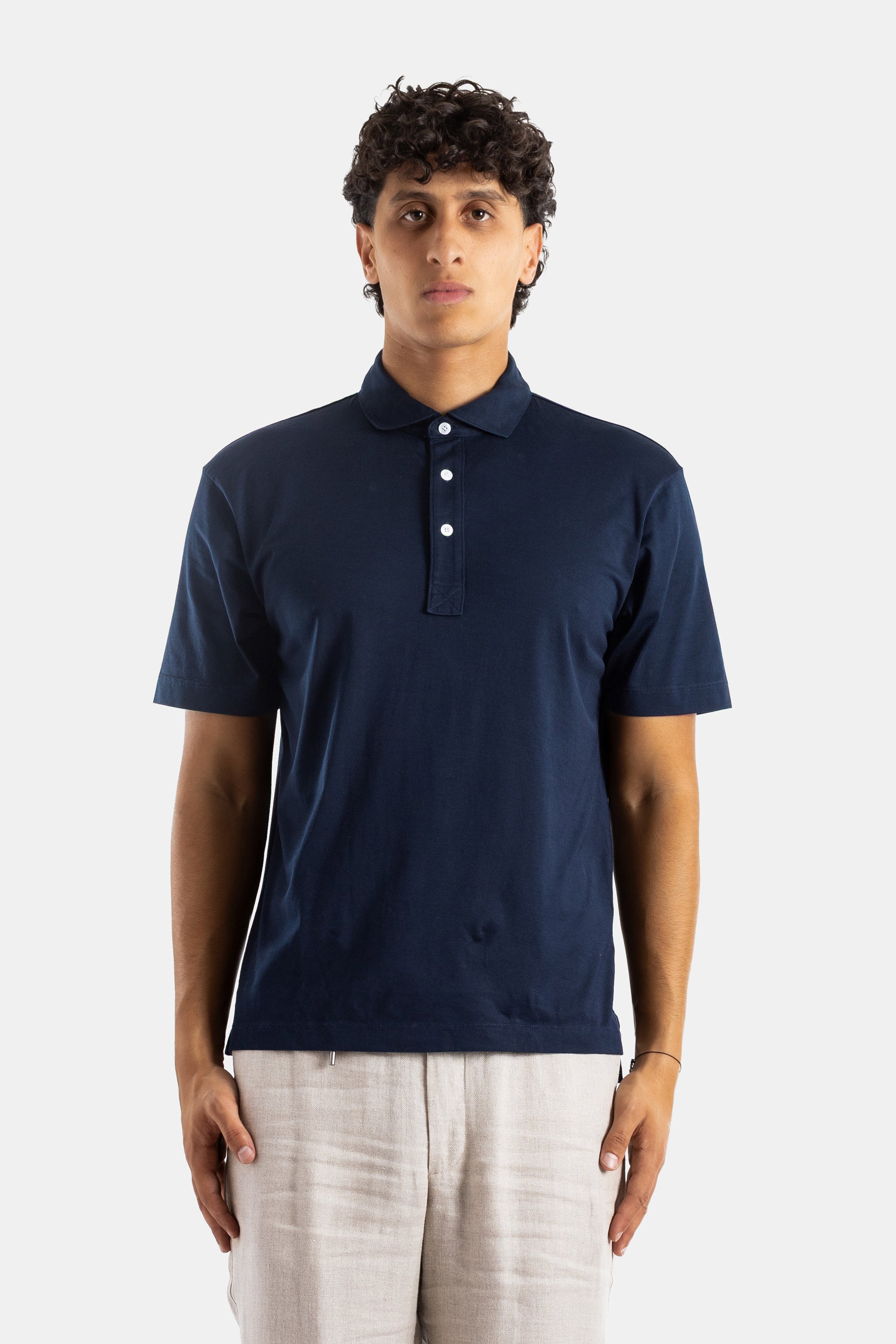 Handvaerk Pima Cotton Polo Shirt — Navy, view 6