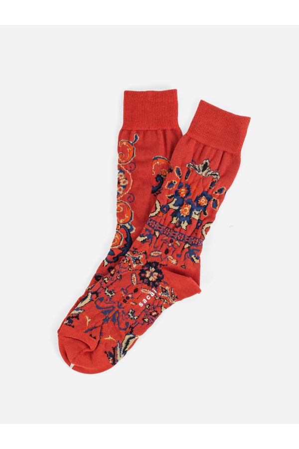 Sacai Floral Jacquard Socks — Red by Sacai