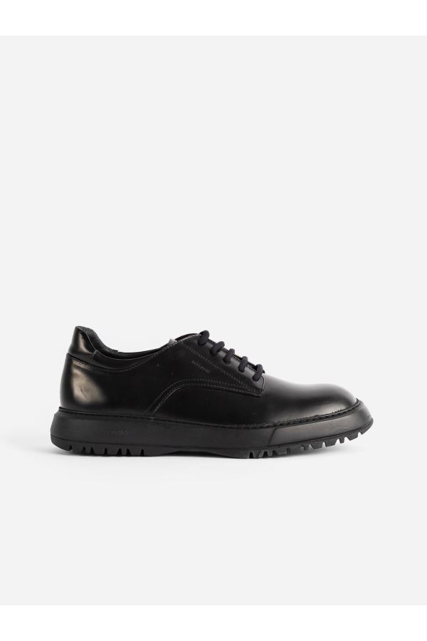 Referenc Leather Oxford Derby Flat — Black by Referenc