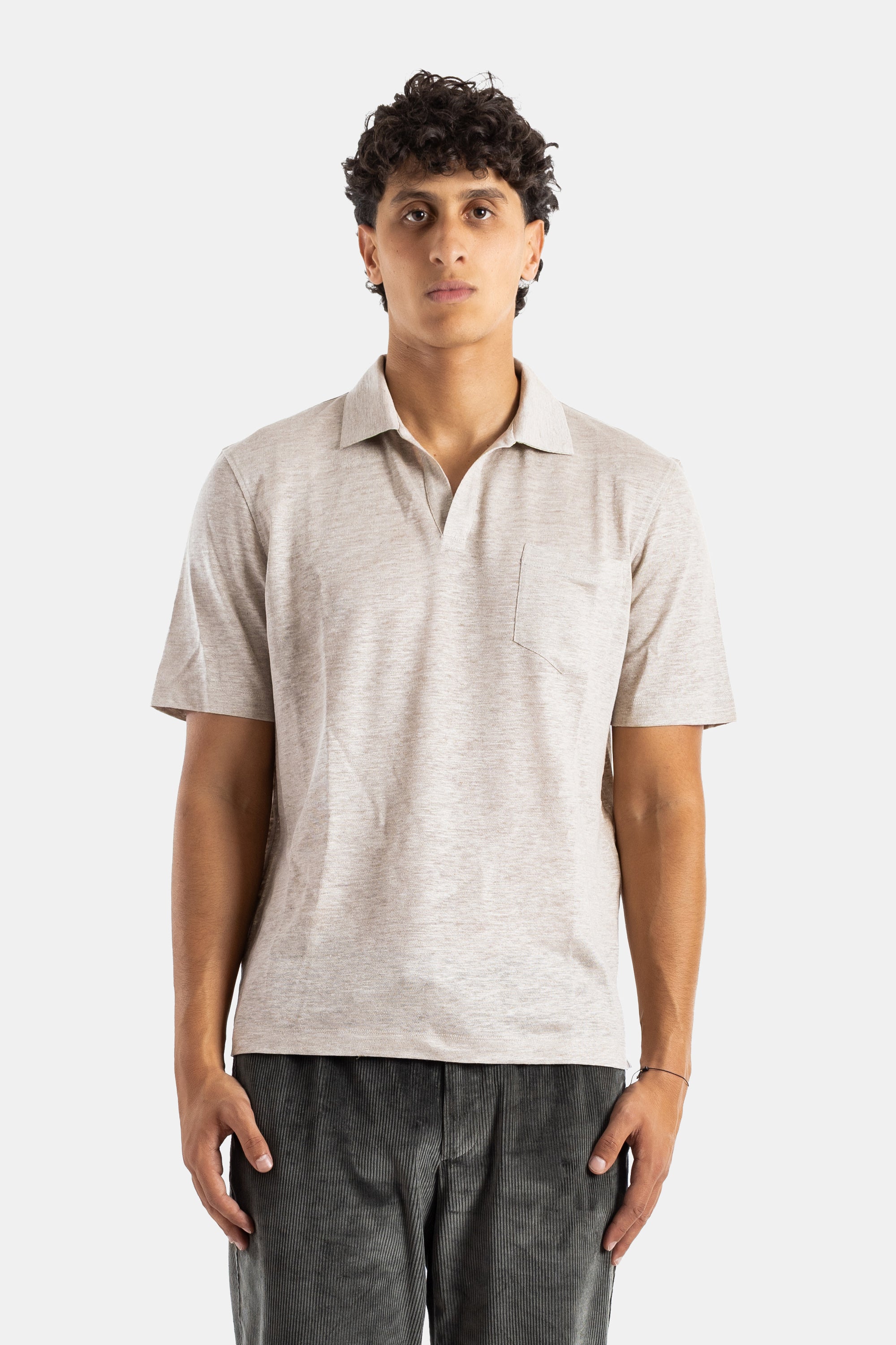 Sease Lightweight Linen Polo — Beige - L by Sease