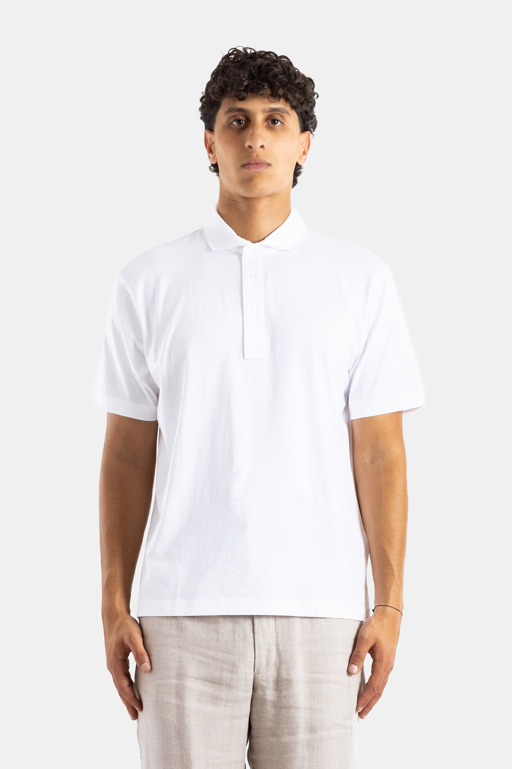 Handvaerk Pima Cotton Polo — White by Handvaerk