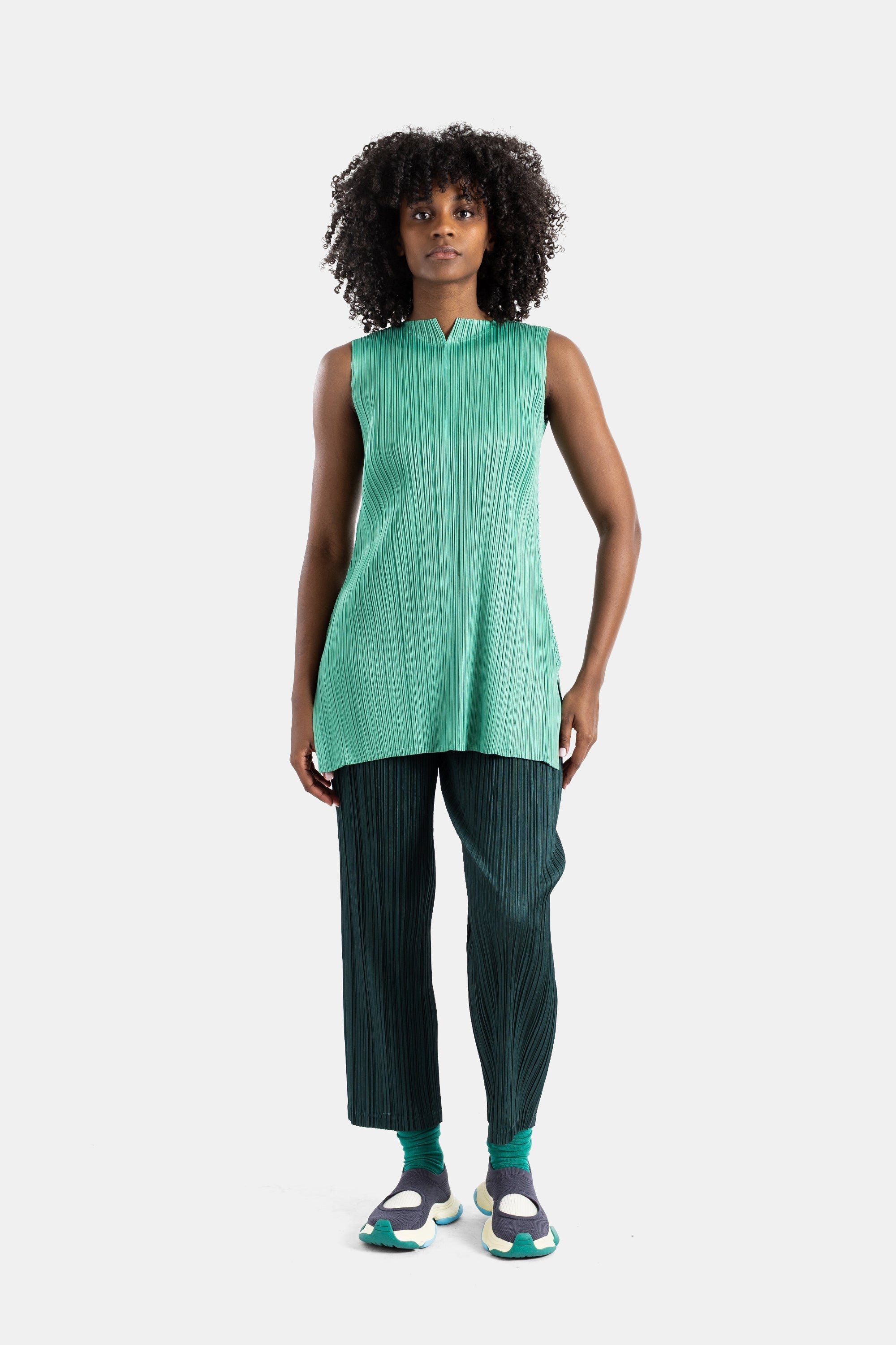 Pleats Please Issey Miyake Thicker Bottoms 2 Trousers — Green - 2 by Pleats Please Issey Miyake