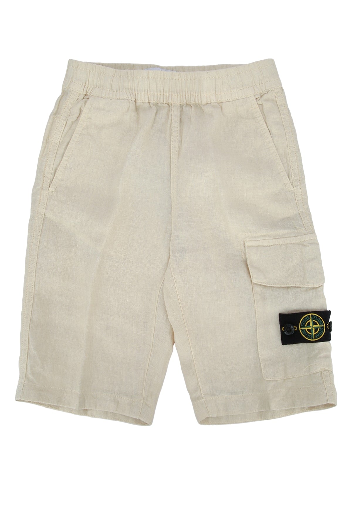 Stone Island Kids Linen Cargo Cargo Shorts — Beige by Stone Island Kids