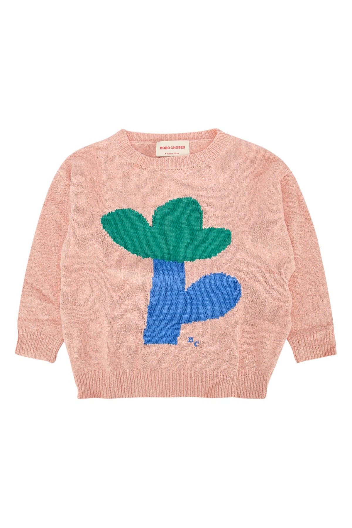Bobo Choses Wool with Intarsia Art Sweater — Pink by Bobo Choses