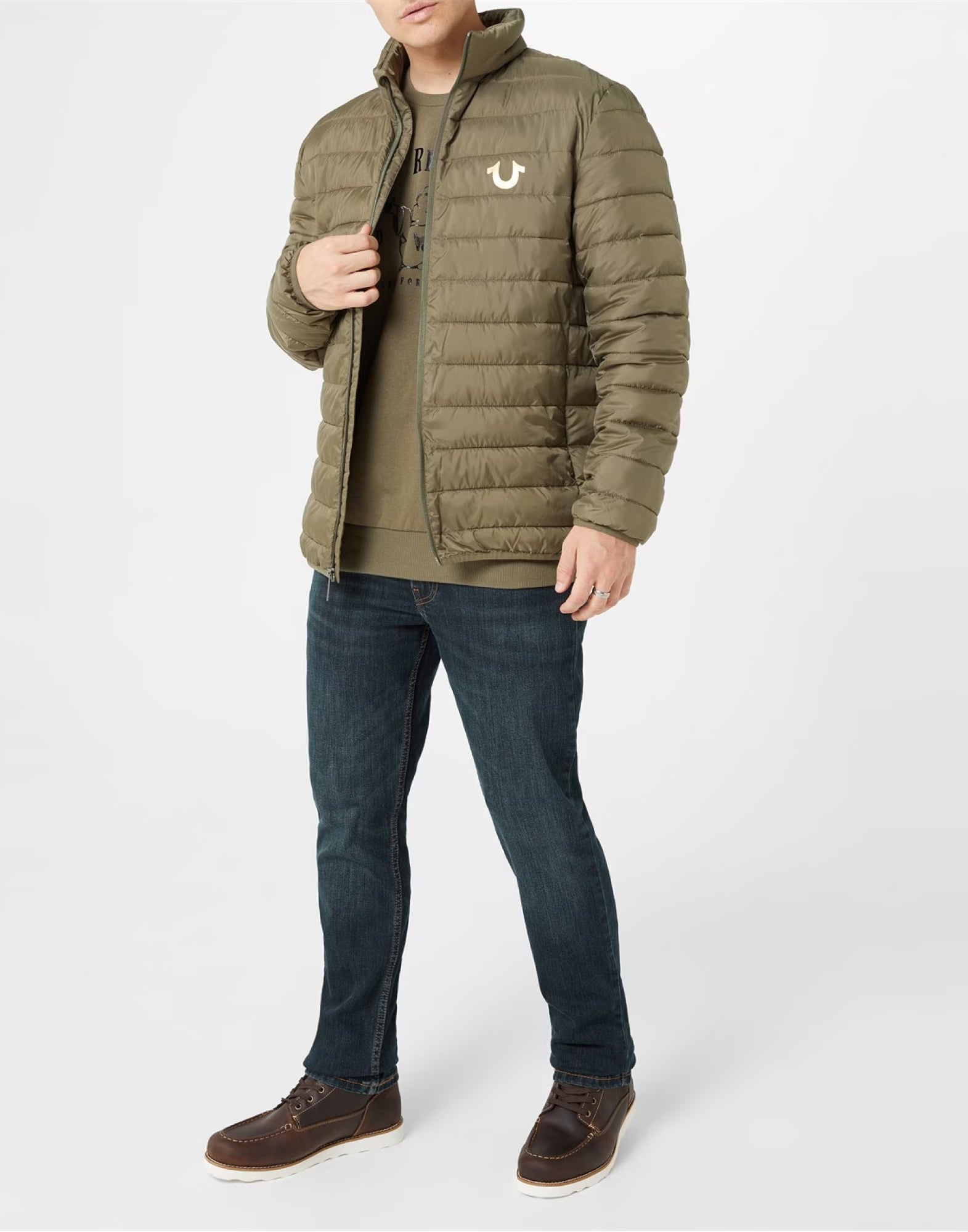 True Religion Horseshoe Logo Puffer Jacket — Green by True Religion