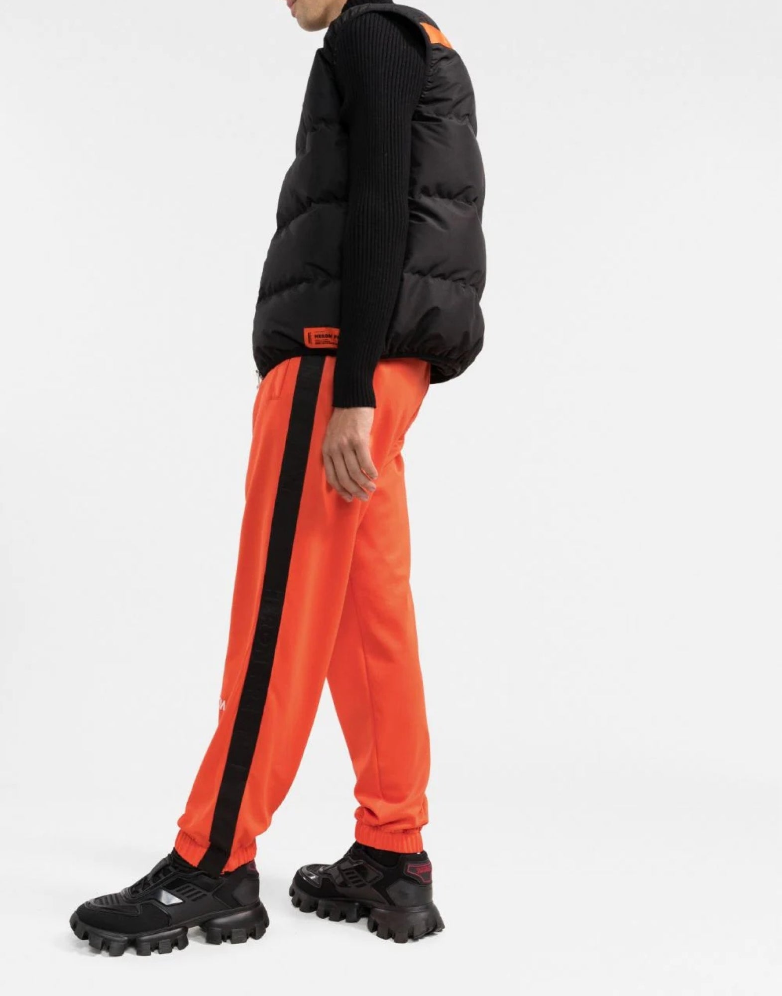 Heron Preston Logo-Embroidered Cotton-Blend Joggers — Orange, view 2