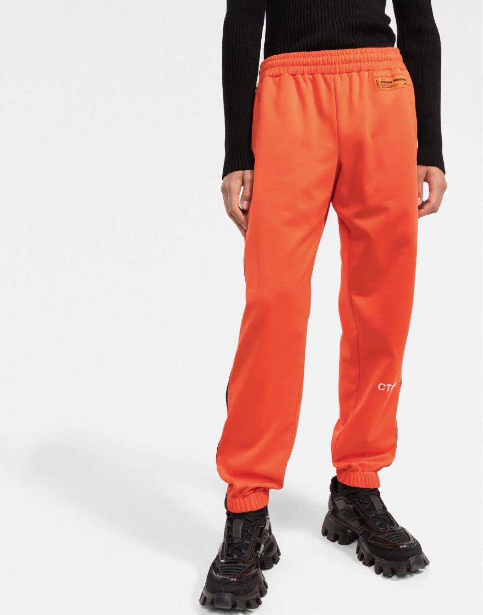 Heron Preston Logo-Embroidered Cotton-Blend Joggers — Orange, view 3
