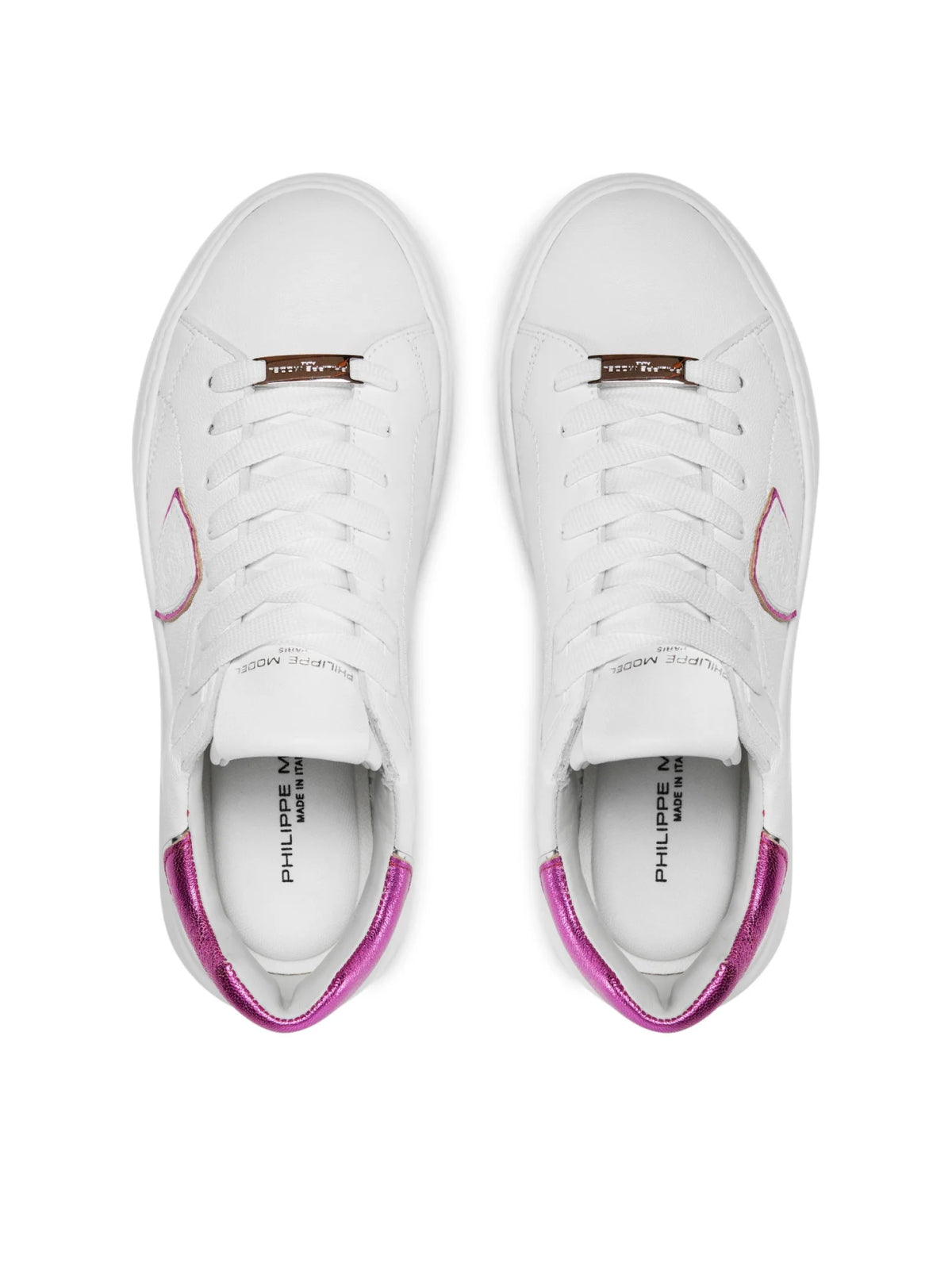 Philippe Model Tres Temple Low Sneaker — White, view 3