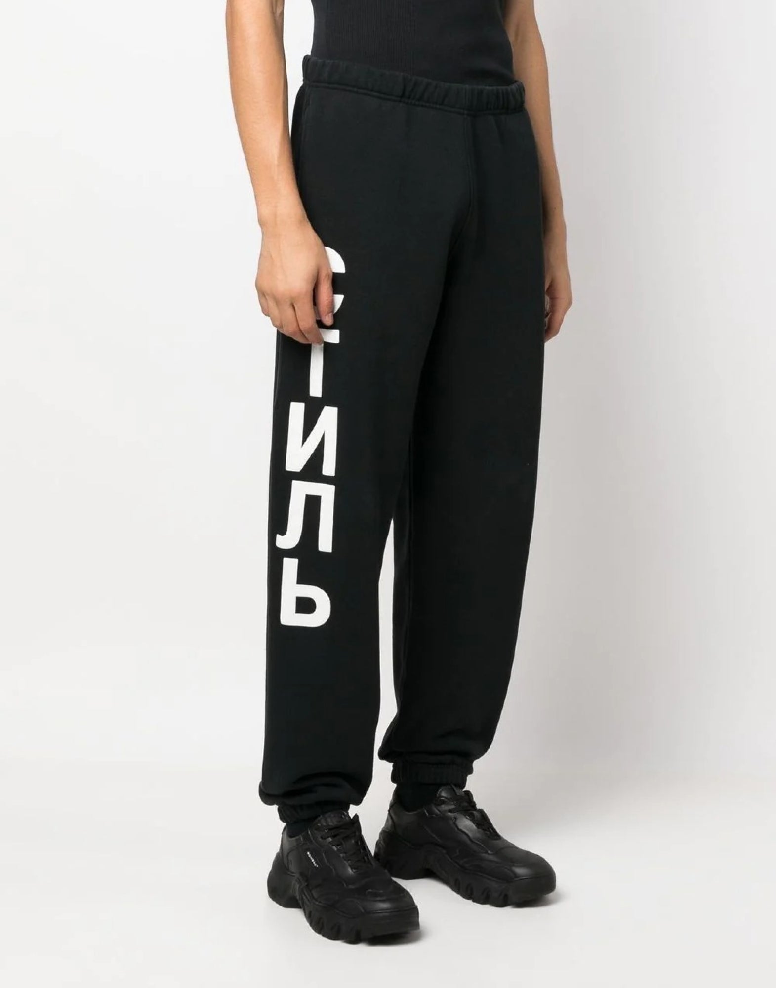 Heron Preston Logo-Print Cotton Joggers — Black, view 2