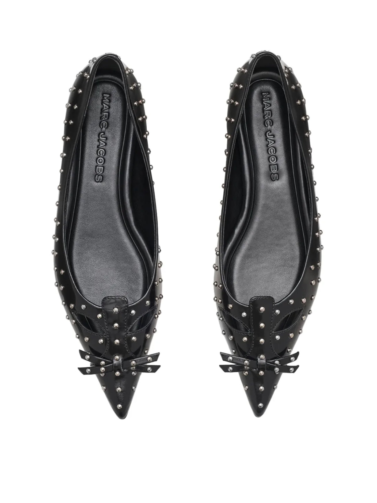 Marc Jacobs Logo-Studded Leather Ballet Flats — Black, view 3