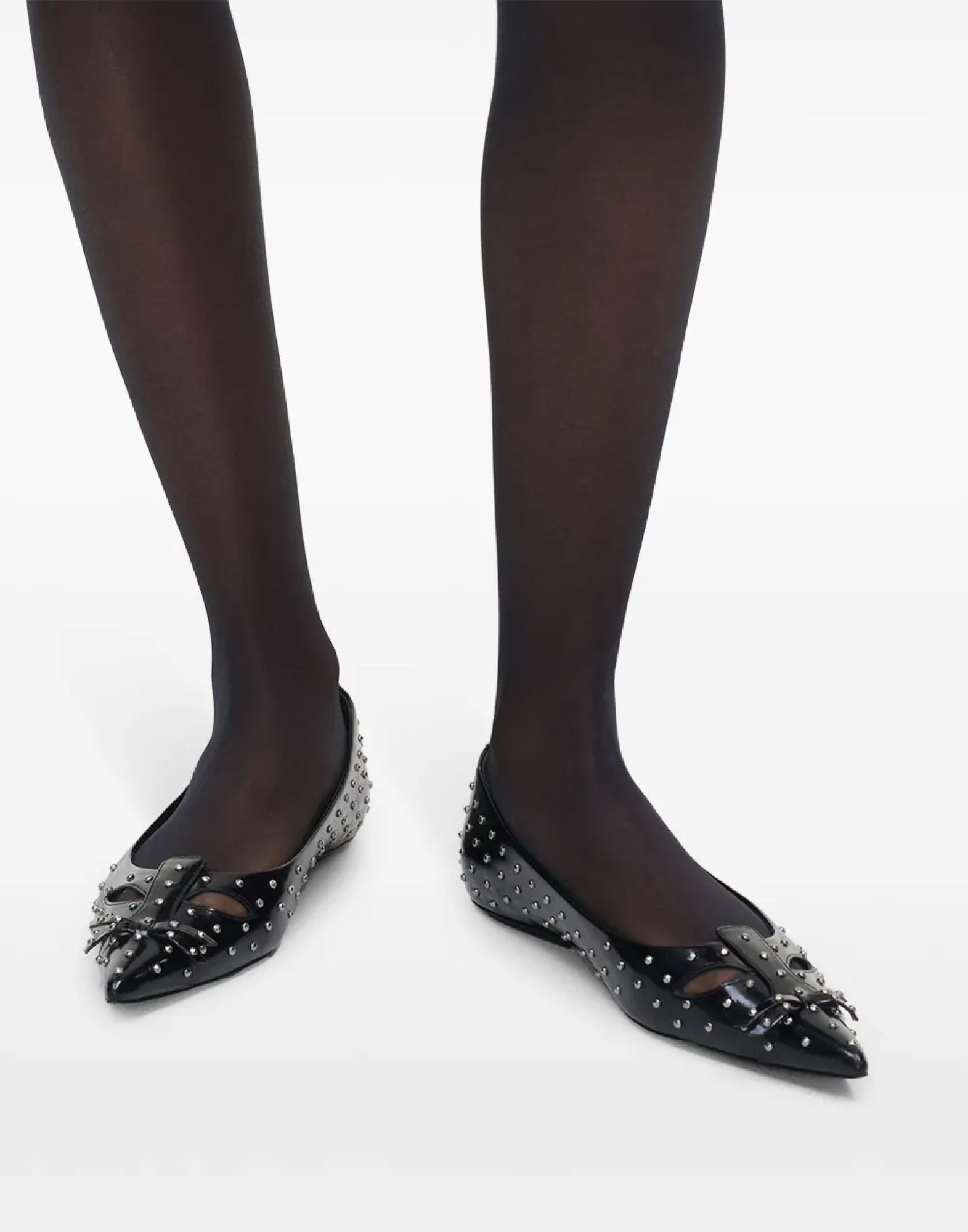 Marc Jacobs Logo-Studded Leather Ballet Flats — Black, view 5