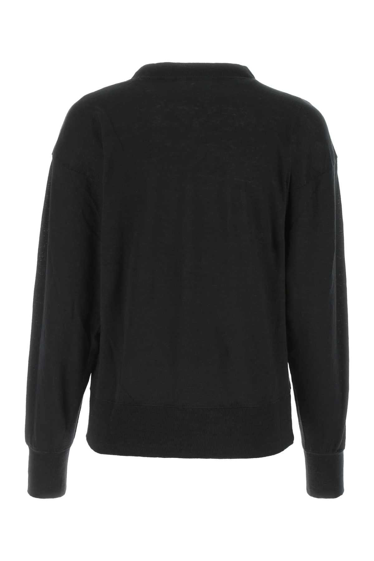 Isabel Marant Etoile Logo-Printed Linen Sweater — Black, view 2