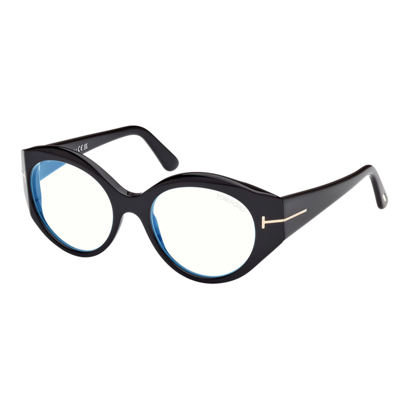 Tom Ford Round Full-Rim Eyeglasses — Black, view 2