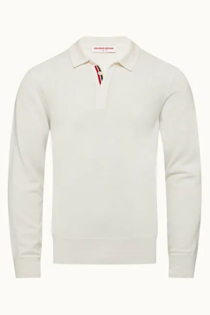 Orlebar Brown Merino Wool Striped Polo — White by Orlebar Brown