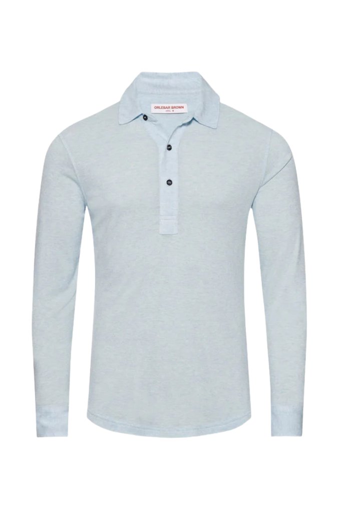 Orlebar Brown Cashmere-Blend Long-Sleeve Polo — Blue by Orlebar Brown