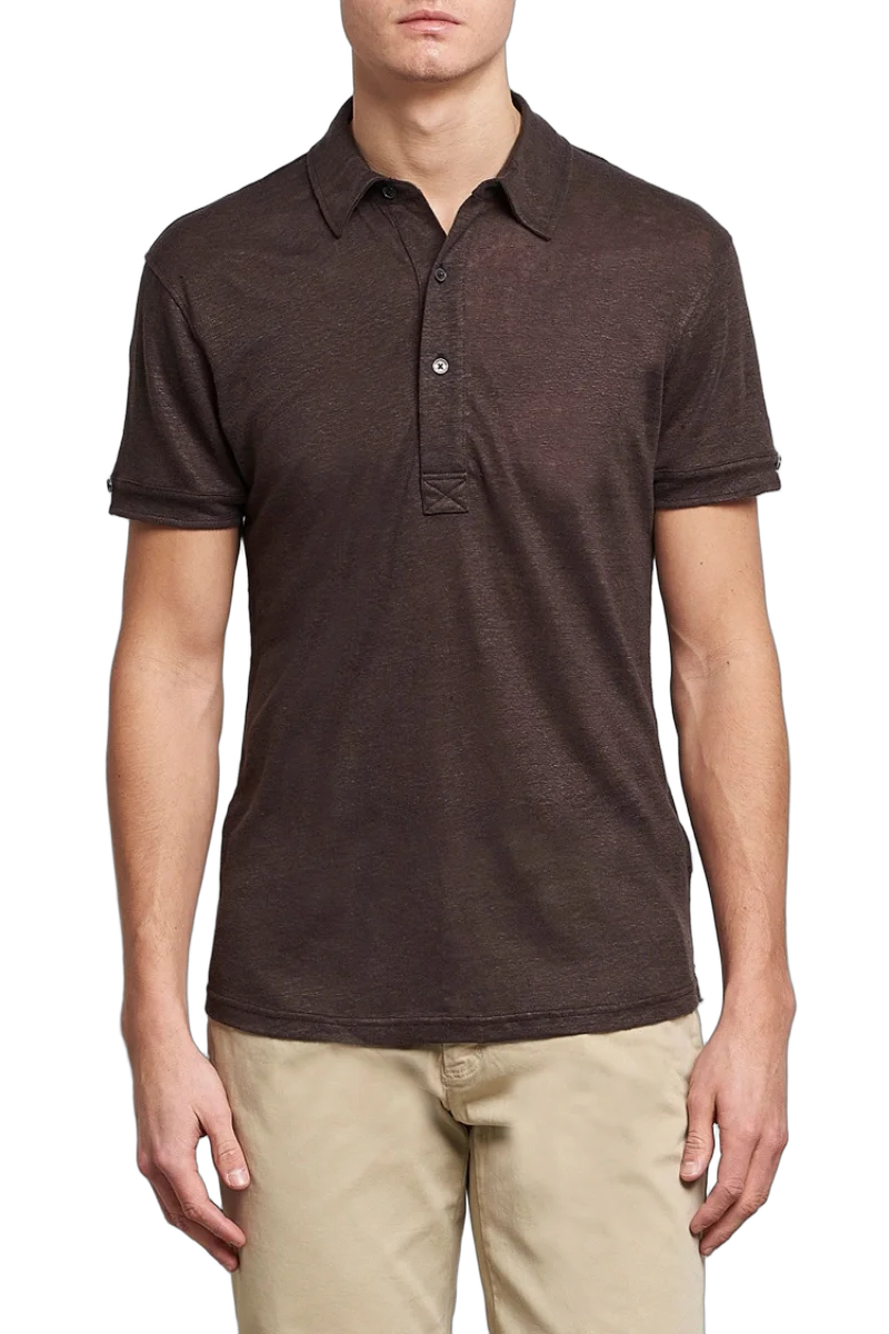 Orlebar Brown Linen Polo — Brown, view 2